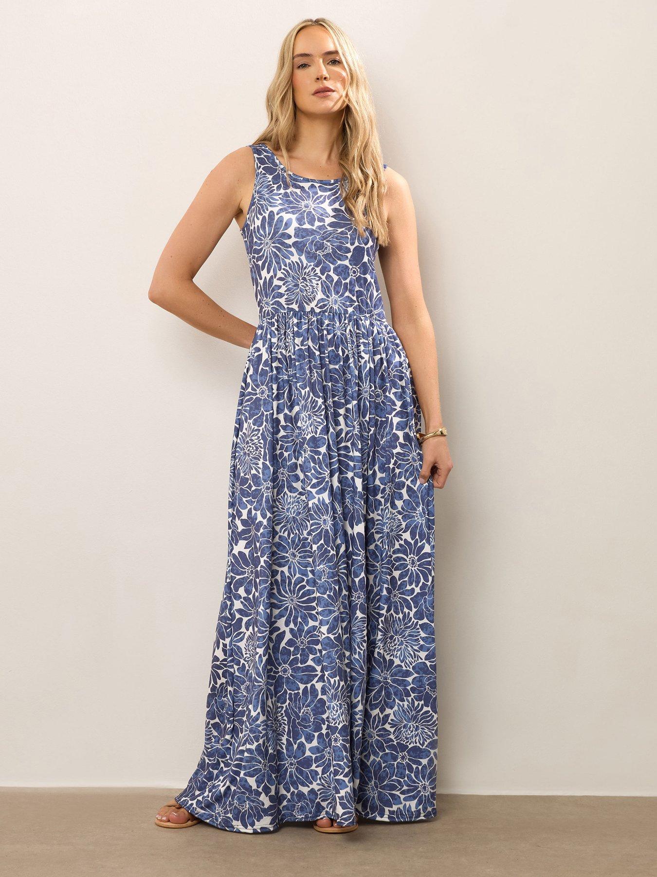 Image 3 of 4 of Long Tall Sally Floral Sleeveless Maxi Dress - Blue