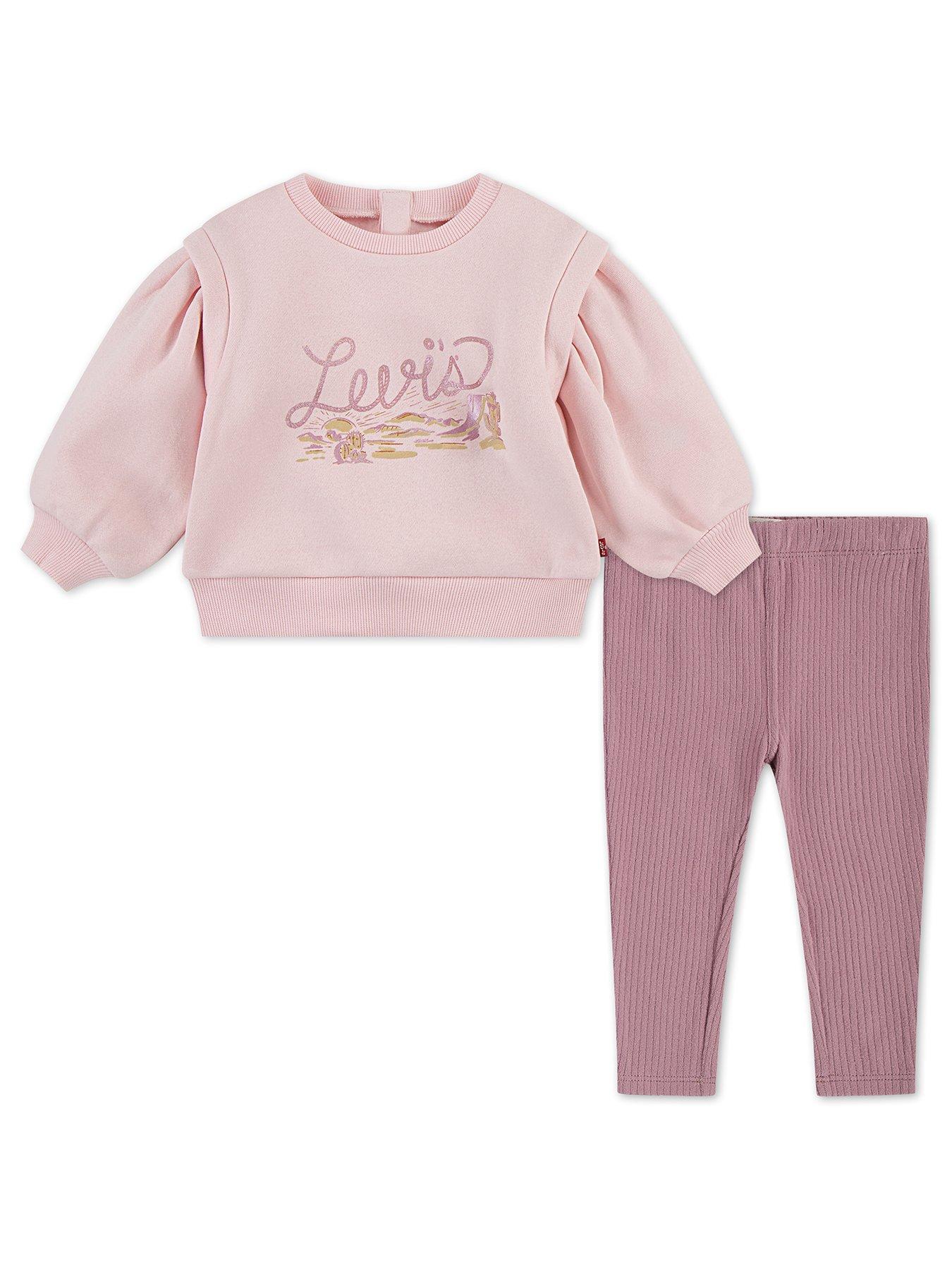 undefined Baby Girls Crewneck Top And Pant Set - Pink