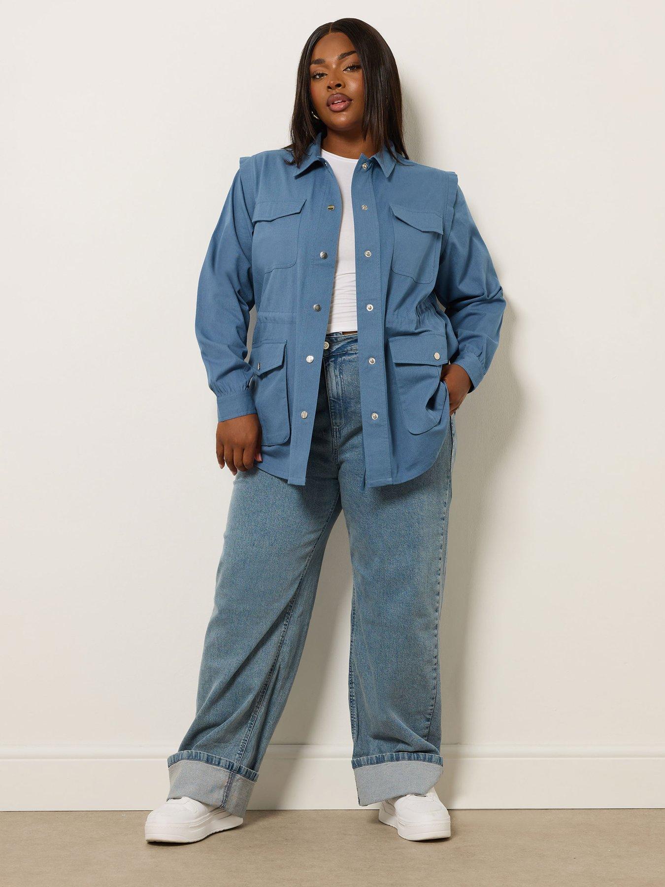 Image 3 of 5 of Yours Curve Carpenter Jacket - Blue