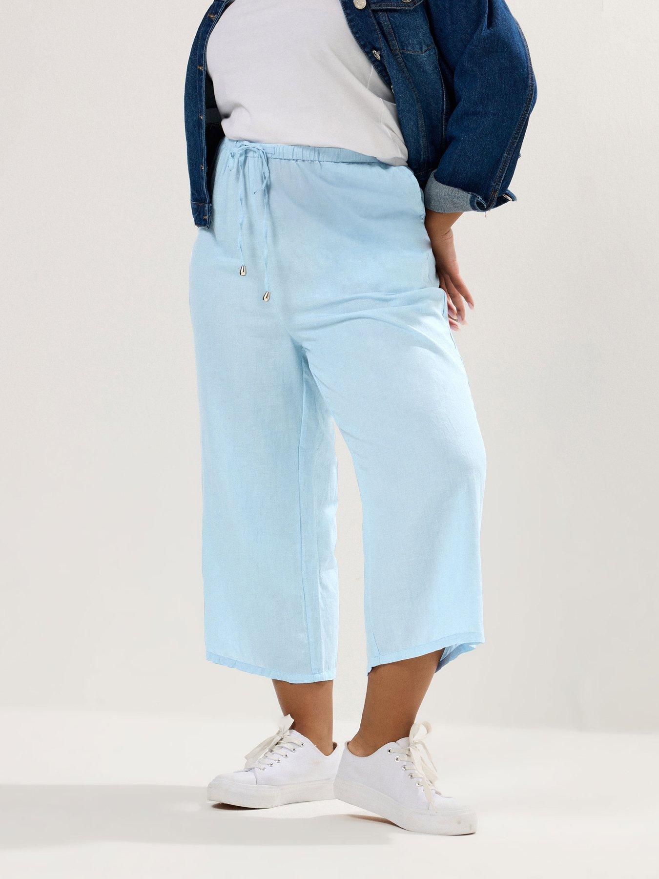 undefined Curve Linen Tie Waist Culotte - Pink
