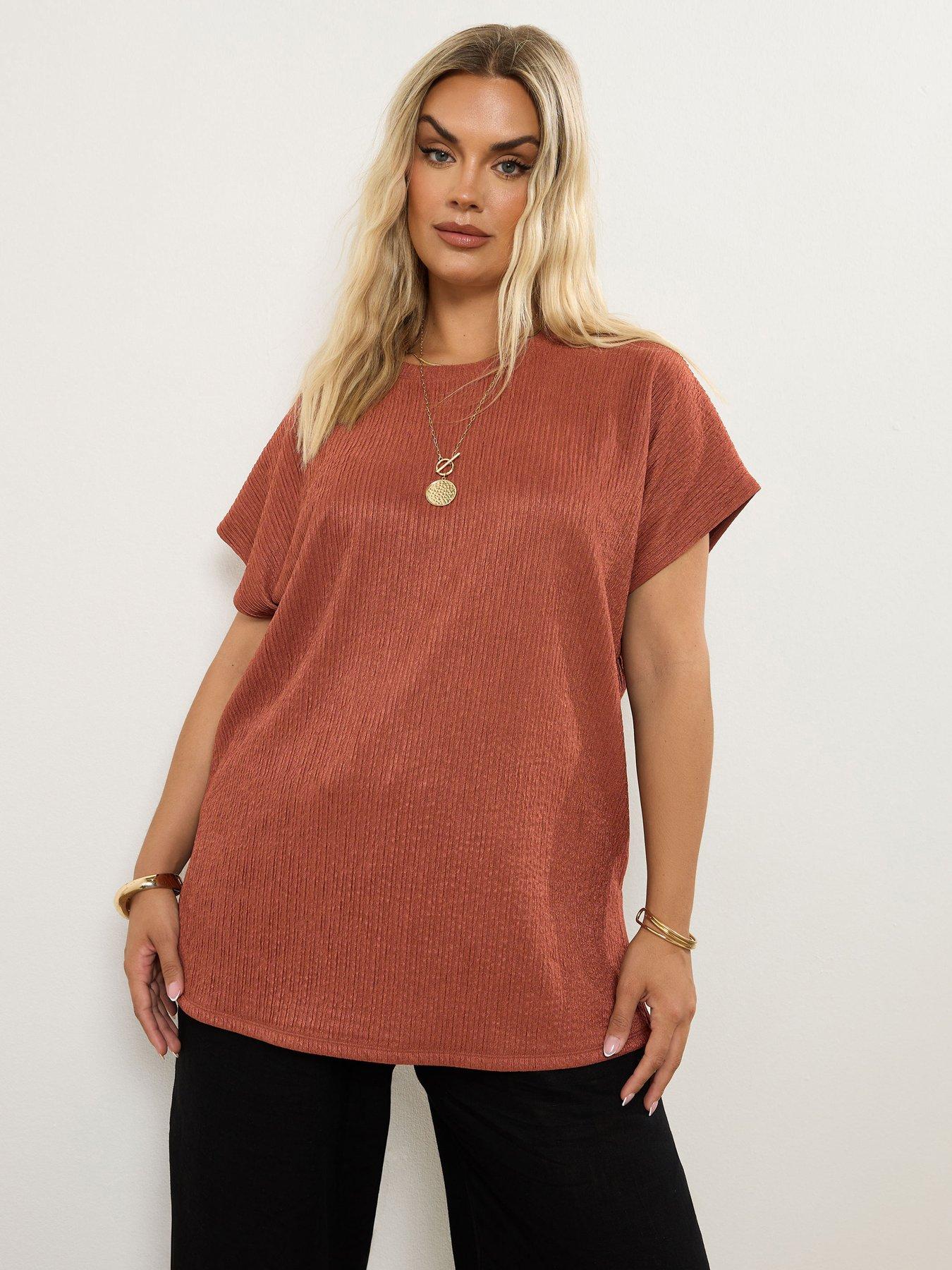 undefined Curve Textured Grown On Sleeve T-Shirt - Brown