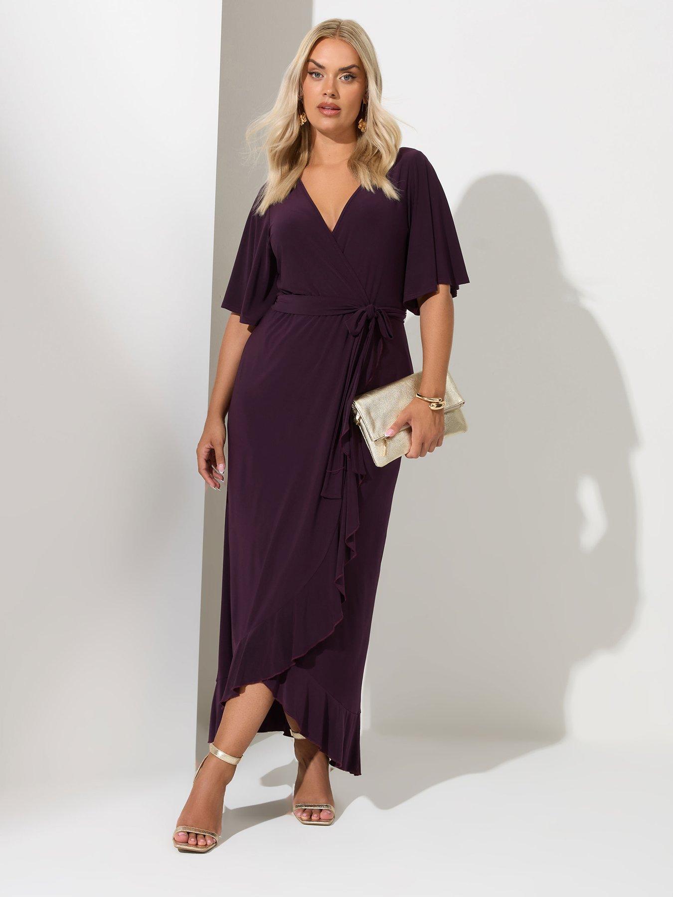 undefined Curve Ruffle Hem Wrap Dress