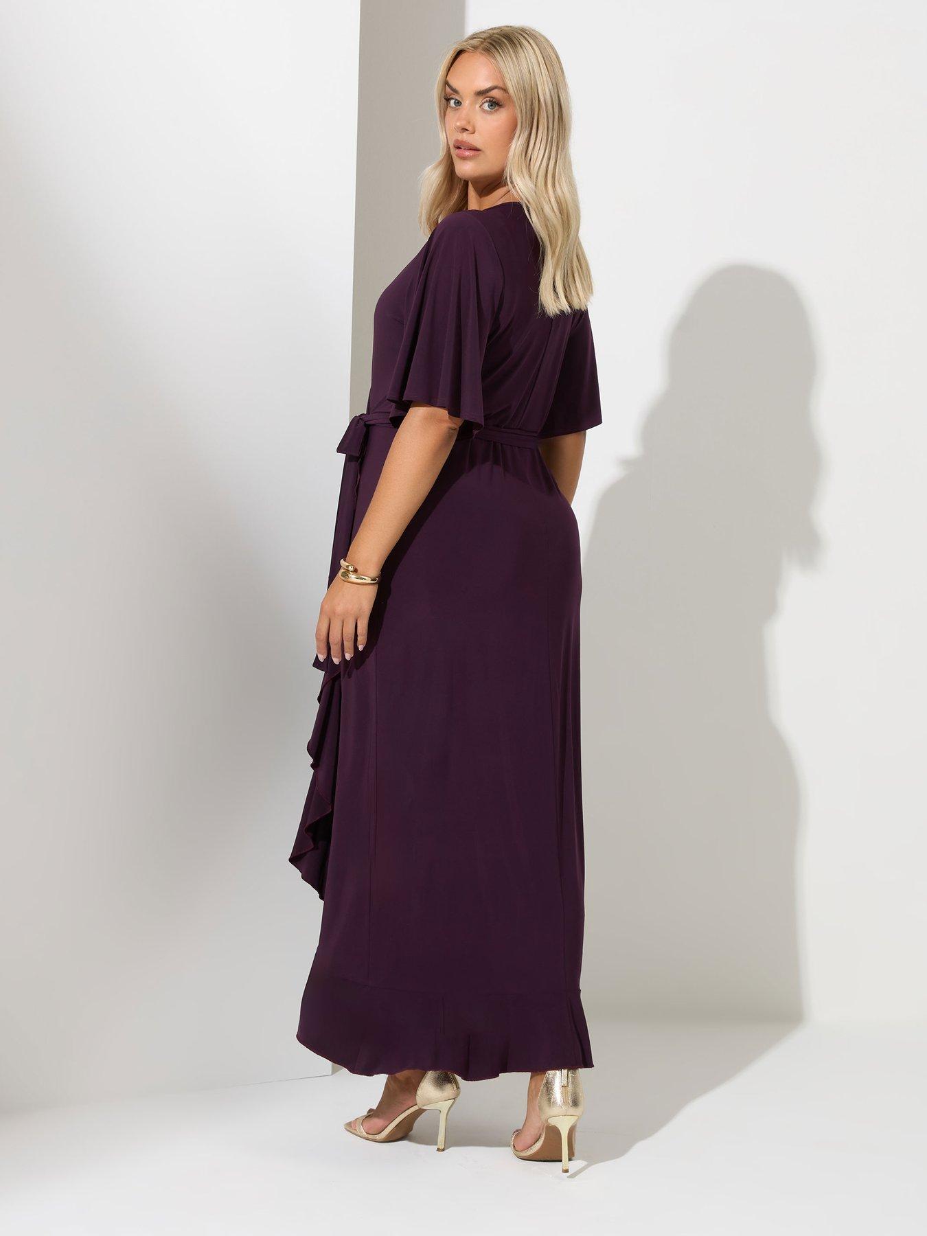 4610630 Plum Ruffle Wrap Dress
