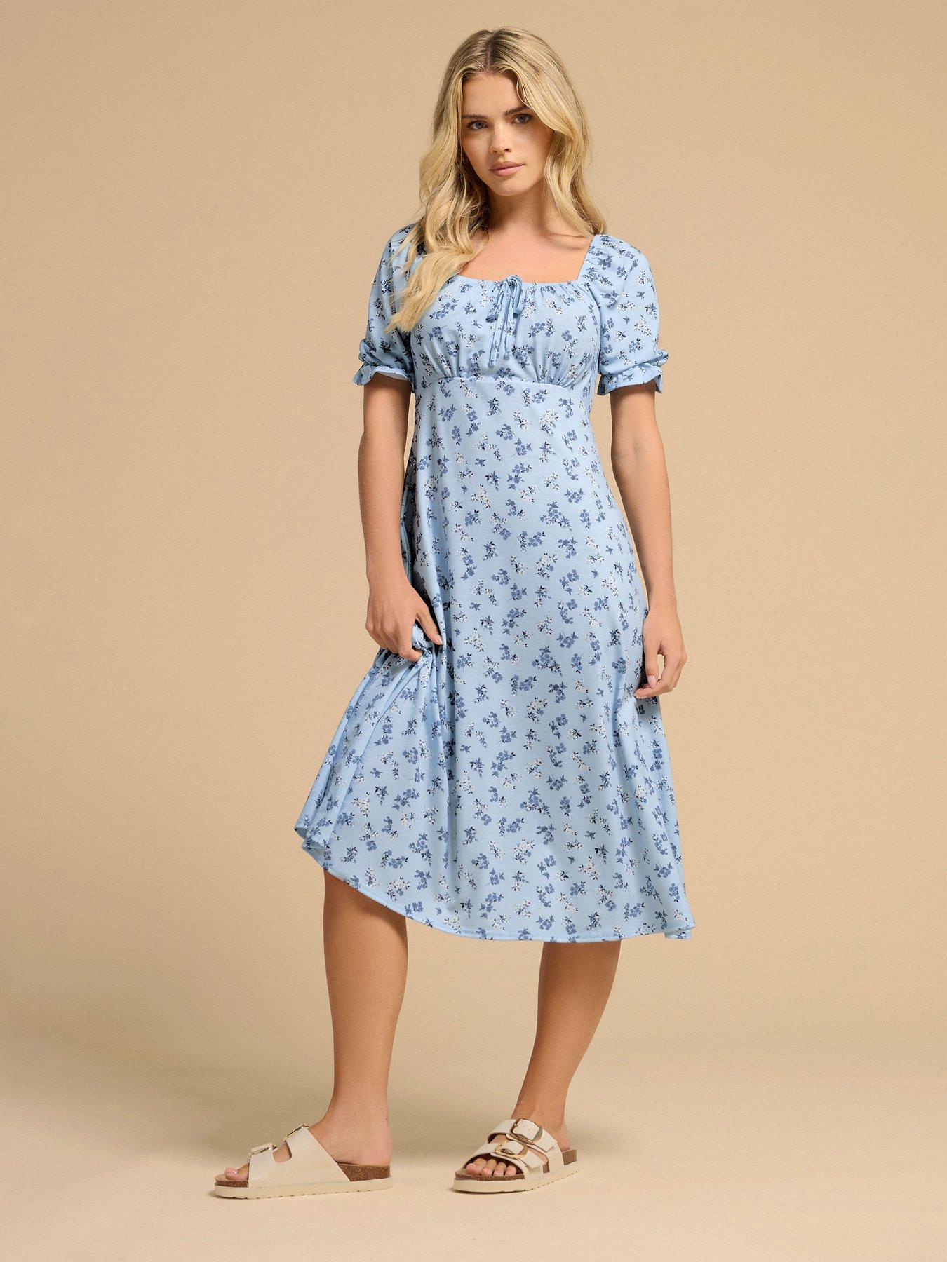 undefined Petite Vintage Ditsy Square Neck Midi Dress