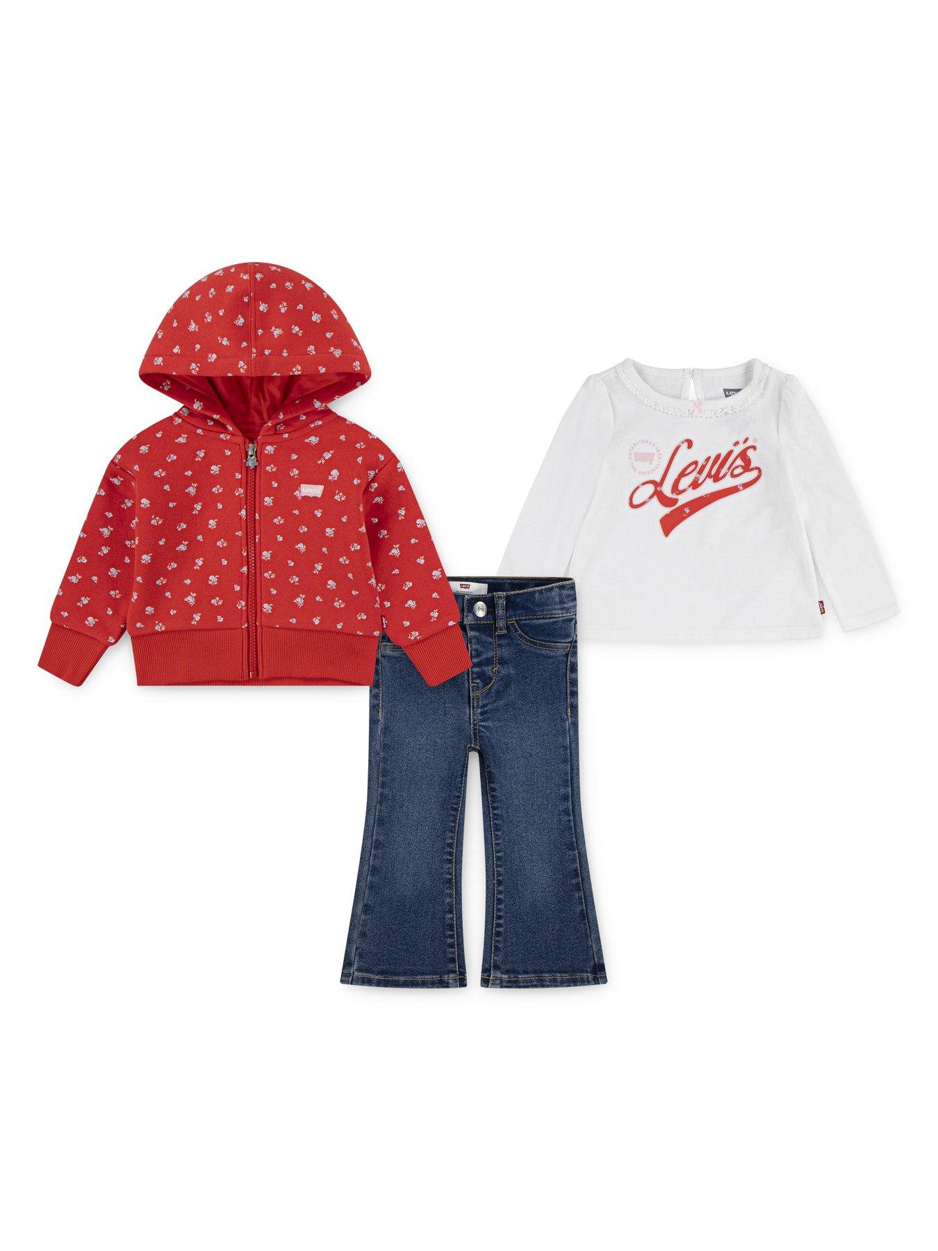 Levi's Baby Girls 3 Piece Hoodie, T-Shirt  &  Jean Set - Multi