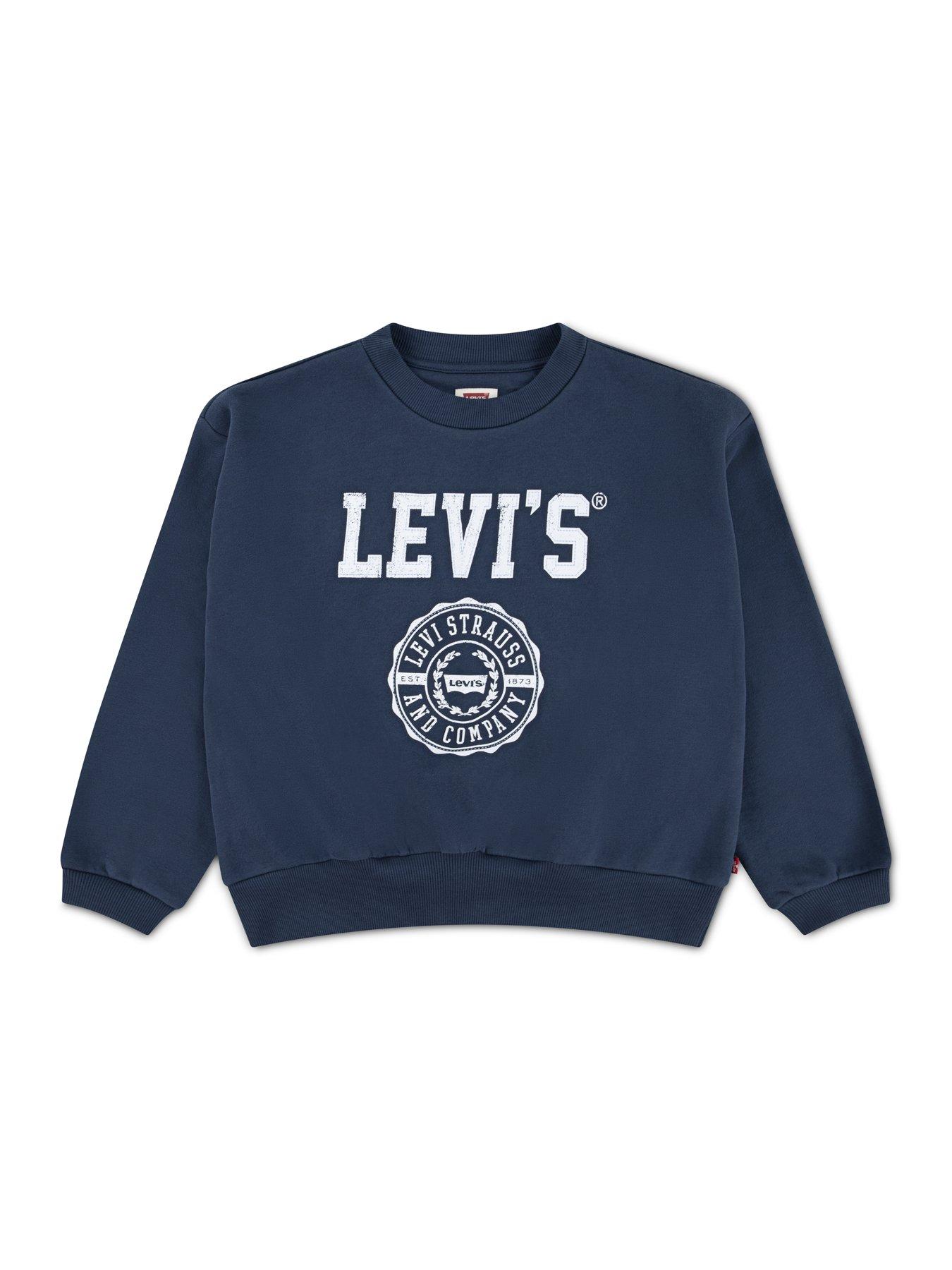 undefined Girls Collegiate Crew Neck Top - Navy