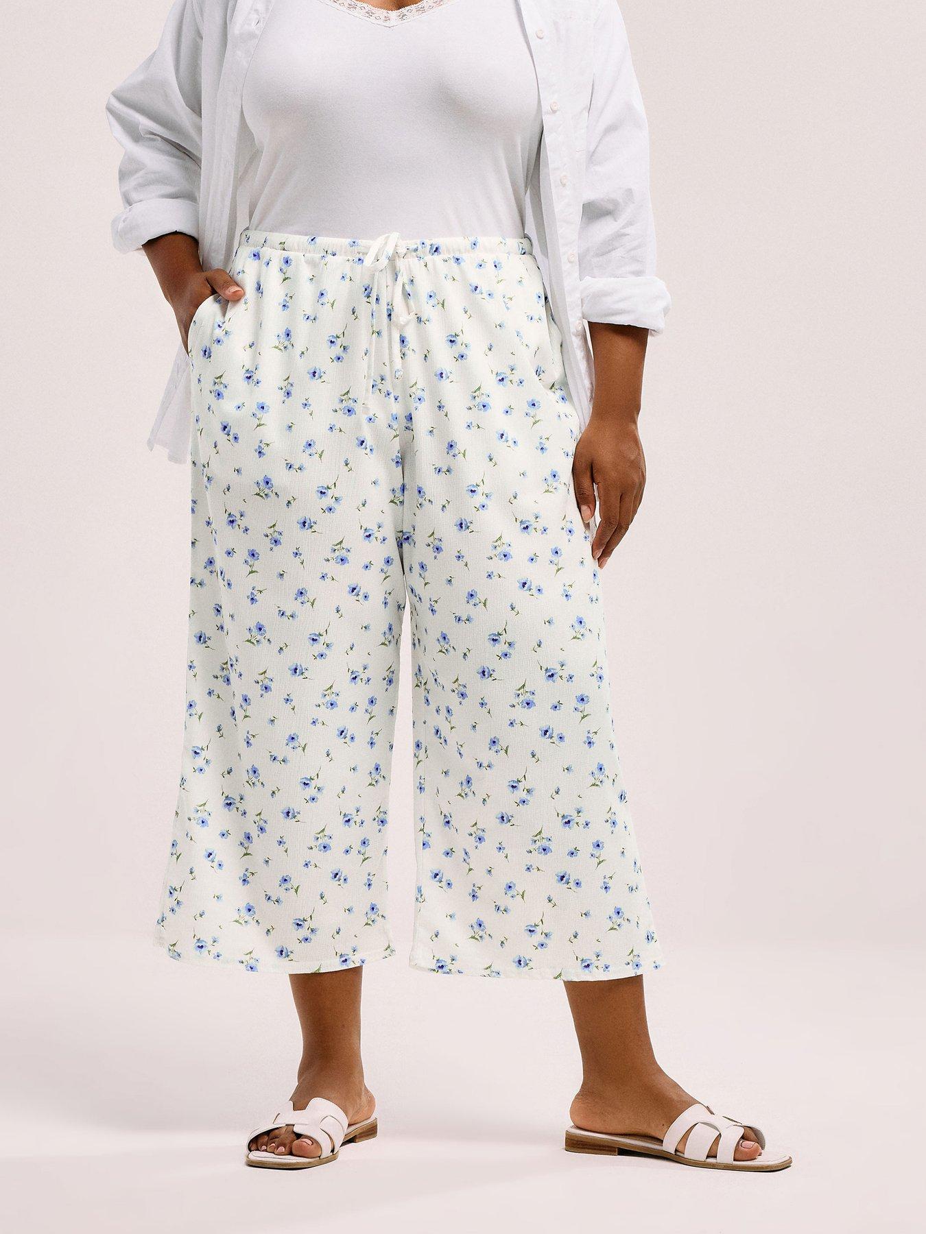 undefined Curve Ditsy Midaxi Culottes - Blue