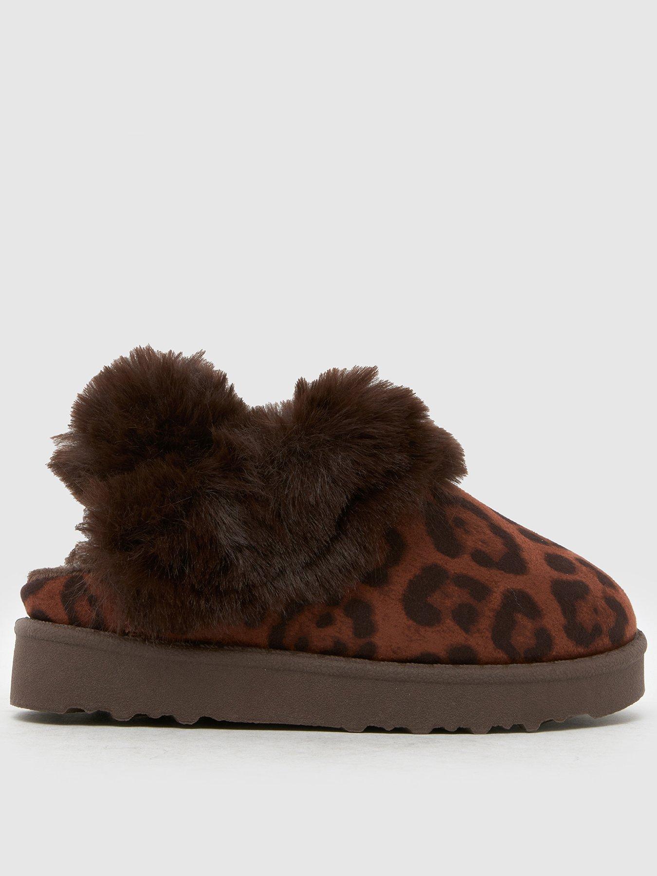Schuh Toddler Haven Leopard Print Faux Fur Slipper - Brown