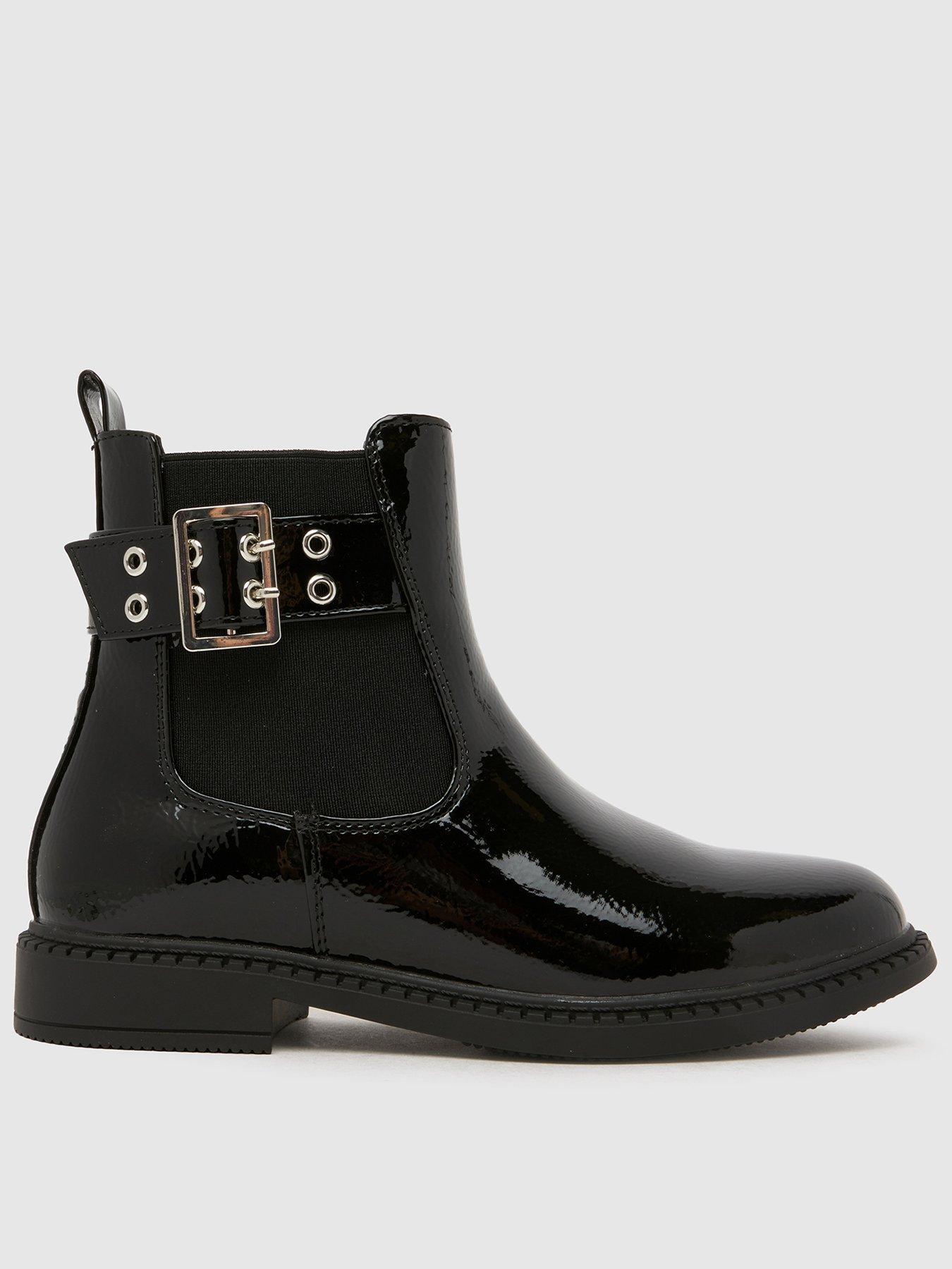 Schuh Youth Conder Buckle Patent Chelsea Boots - Black