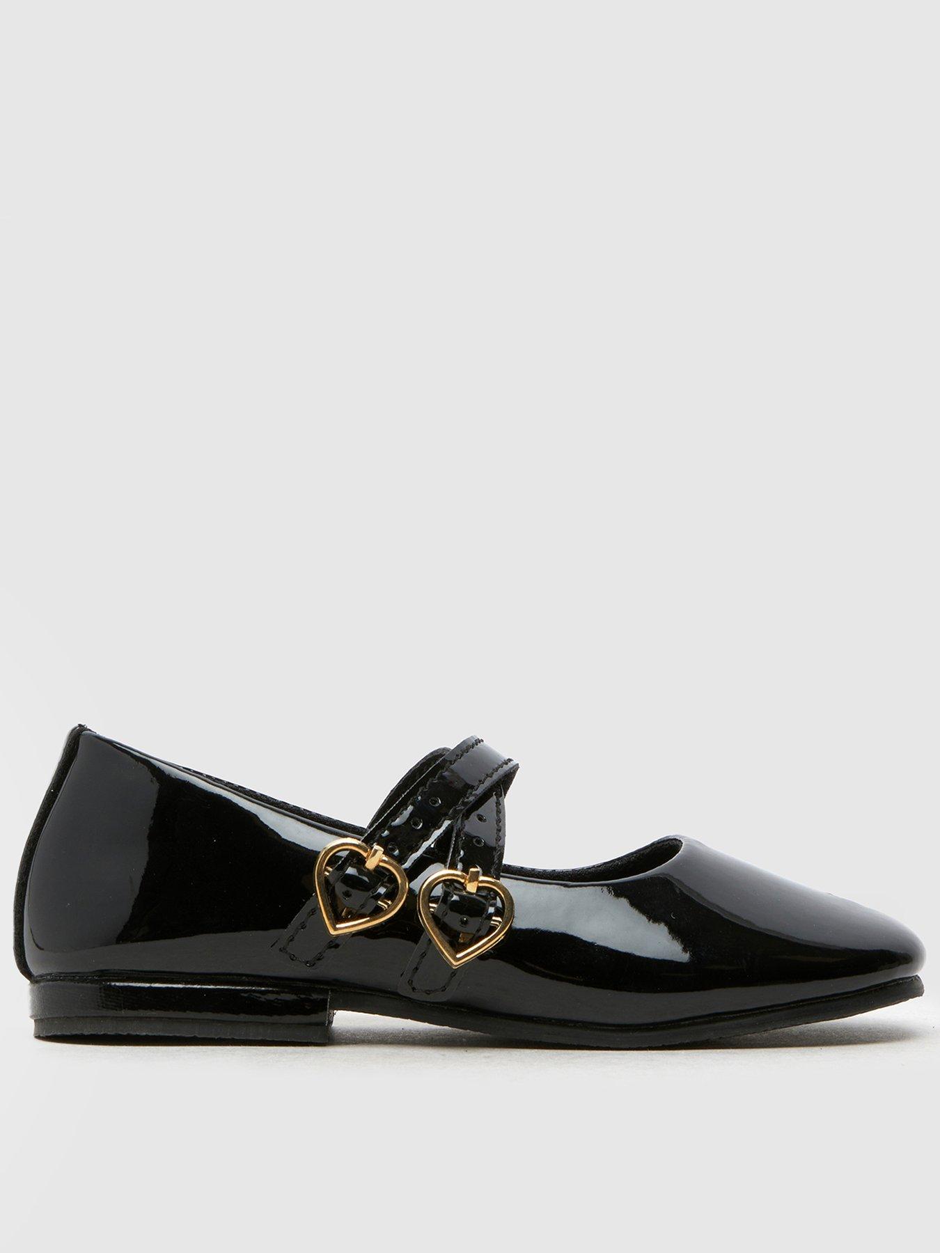 undefined Toddler Love Patent Heart Ballerina Shoes - Black