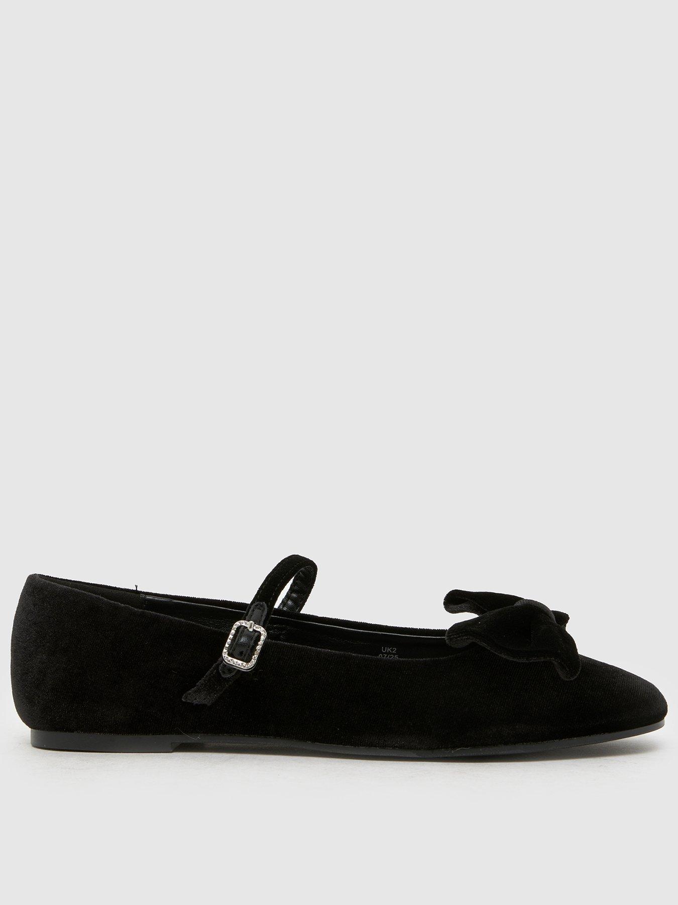 Schuh Junior Laffy Velvet Bow Ballerina Shoes - Black