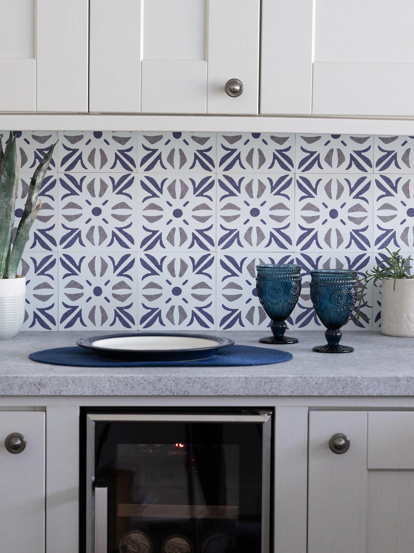 undefined Self Adhesive Wall Tiles Cubia Blue Pack Of 18 Tiles