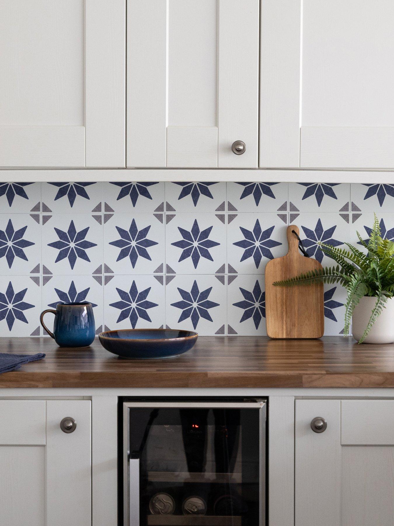 undefined Self Adhesive Wall Tiles Alia Blue Pack Of 18 Tiles