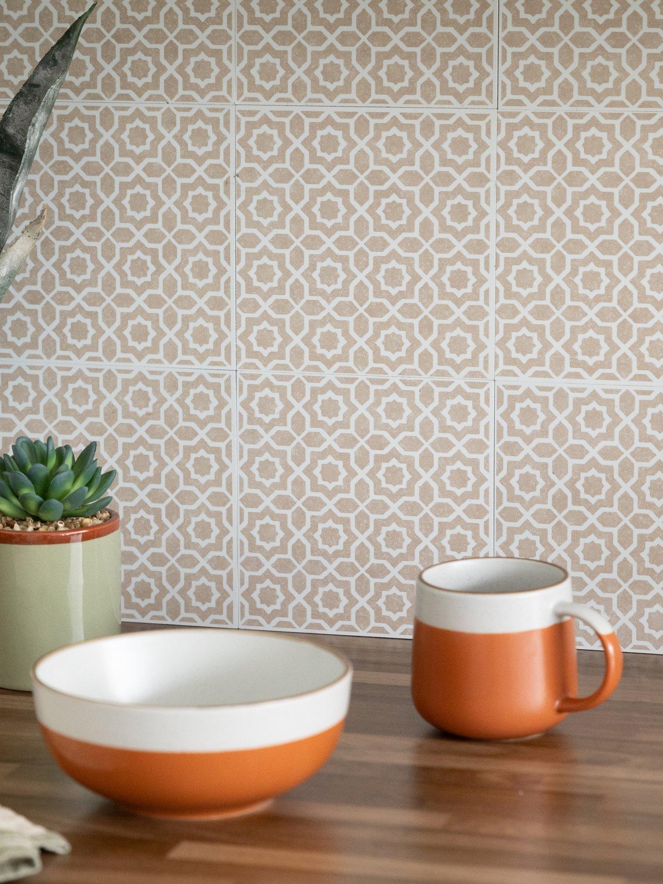 undefined Self Adhesive Wall Tiles Lina Beige Pack Of 18 Tiles