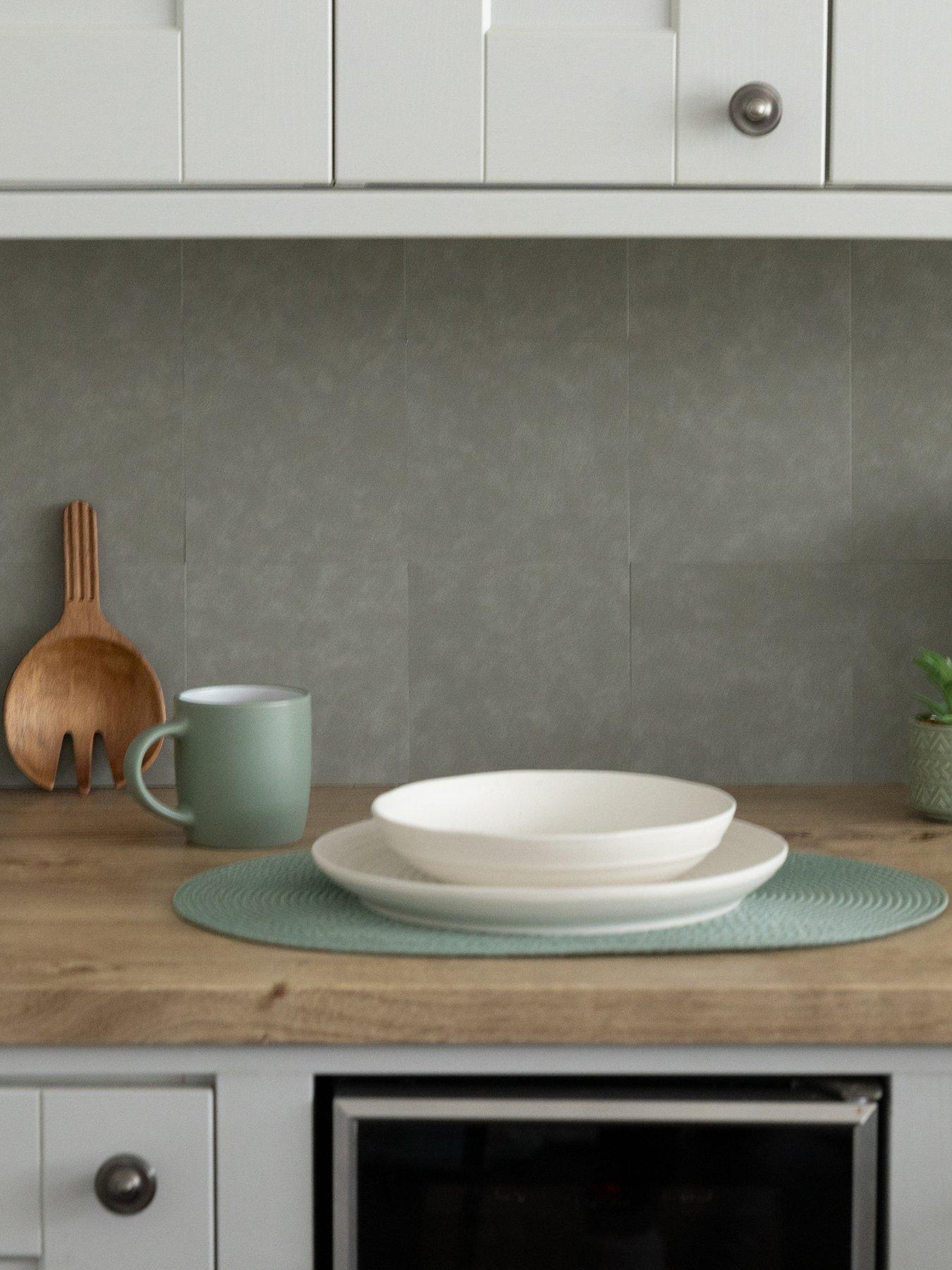 undefined Self Adhesive Wall Tiles Micro Cement Olive Pack Of 18 Tiles