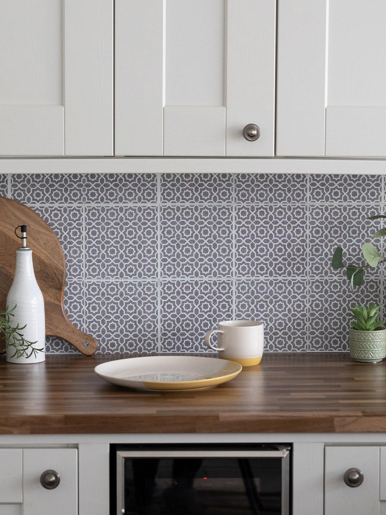 undefined Self Adhesive Wall Tiles Lina Grey Pack Of 18 Tiles
