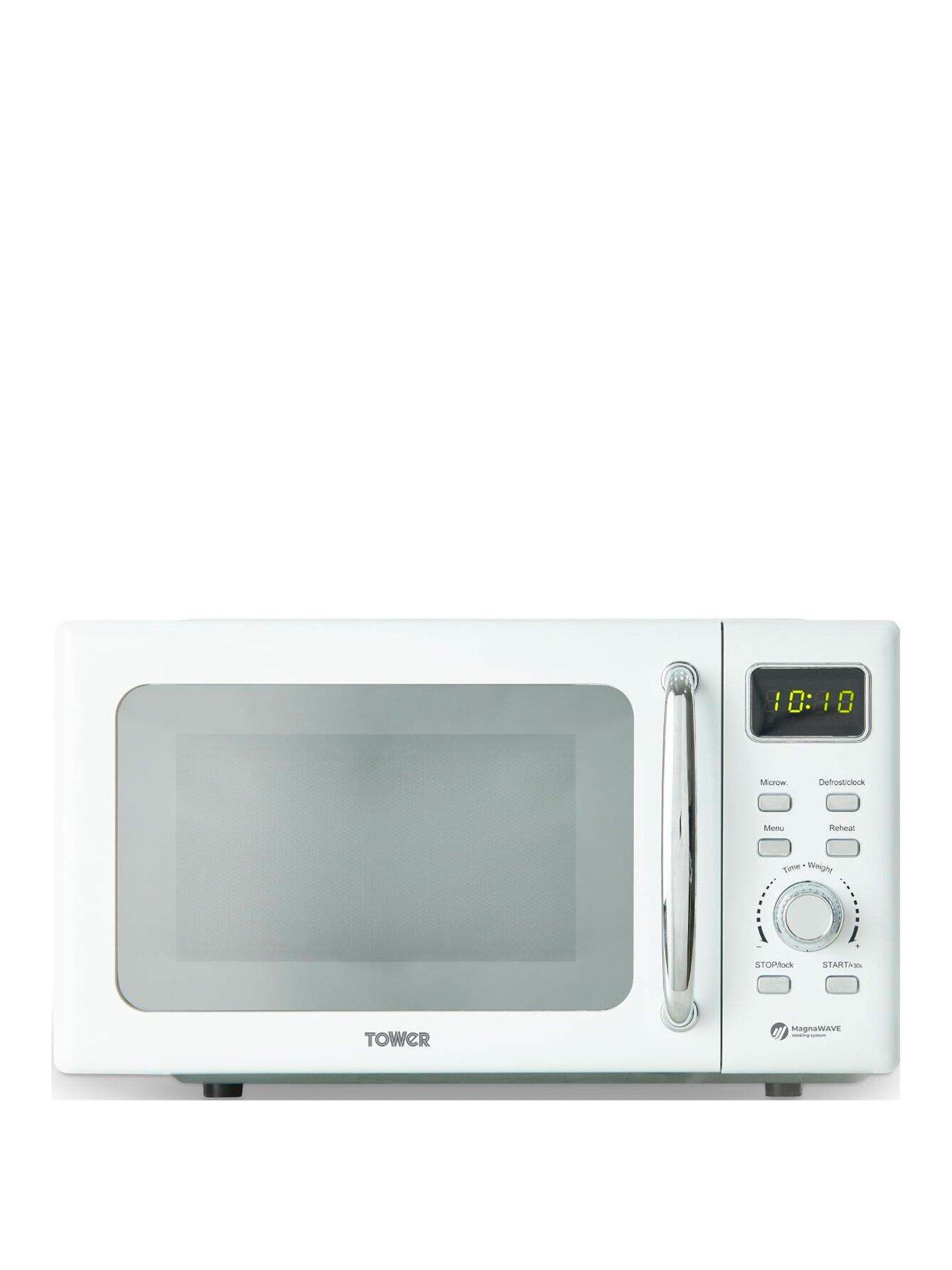 Tower T24041WHT Digital 800W Microwave - White & Chrome