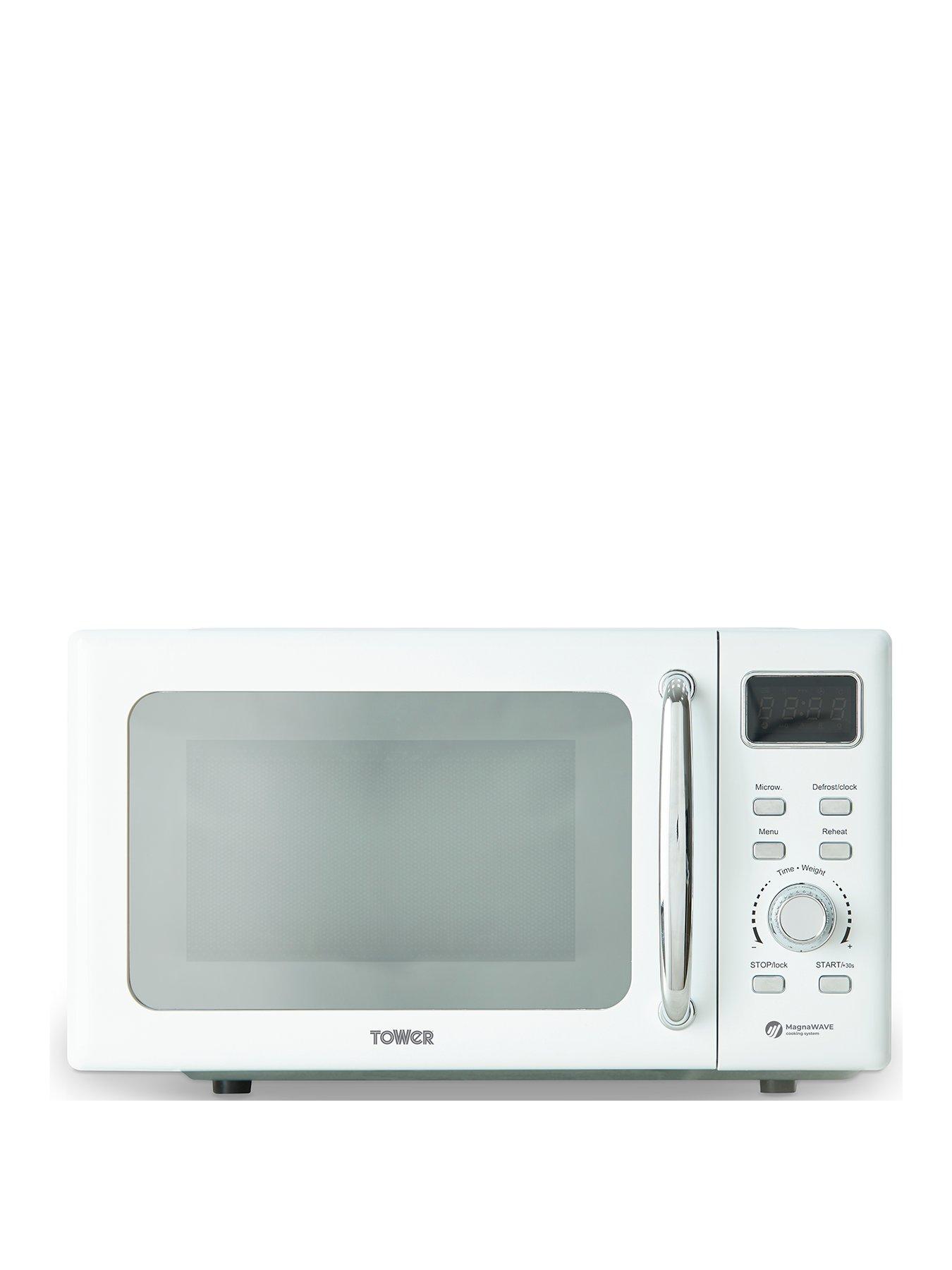 undefined T24041WHT Digital 800W Microwave - White & Chrome