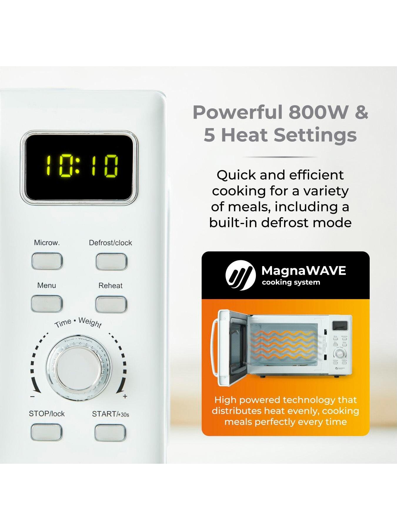 Image 3 of 6 of Tower T24041WHT Digital 800W Microwave - White &amp; Chrome