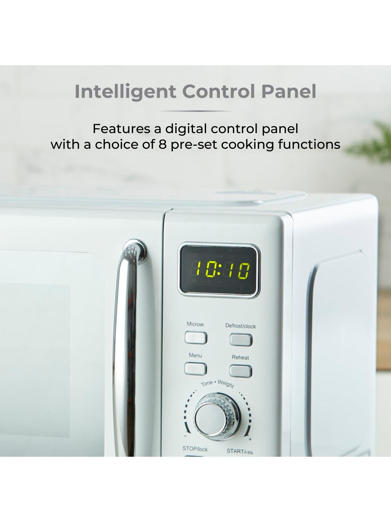 Image 5 of 6 of Tower T24041WHT Digital 800W Microwave - White &amp; Chrome