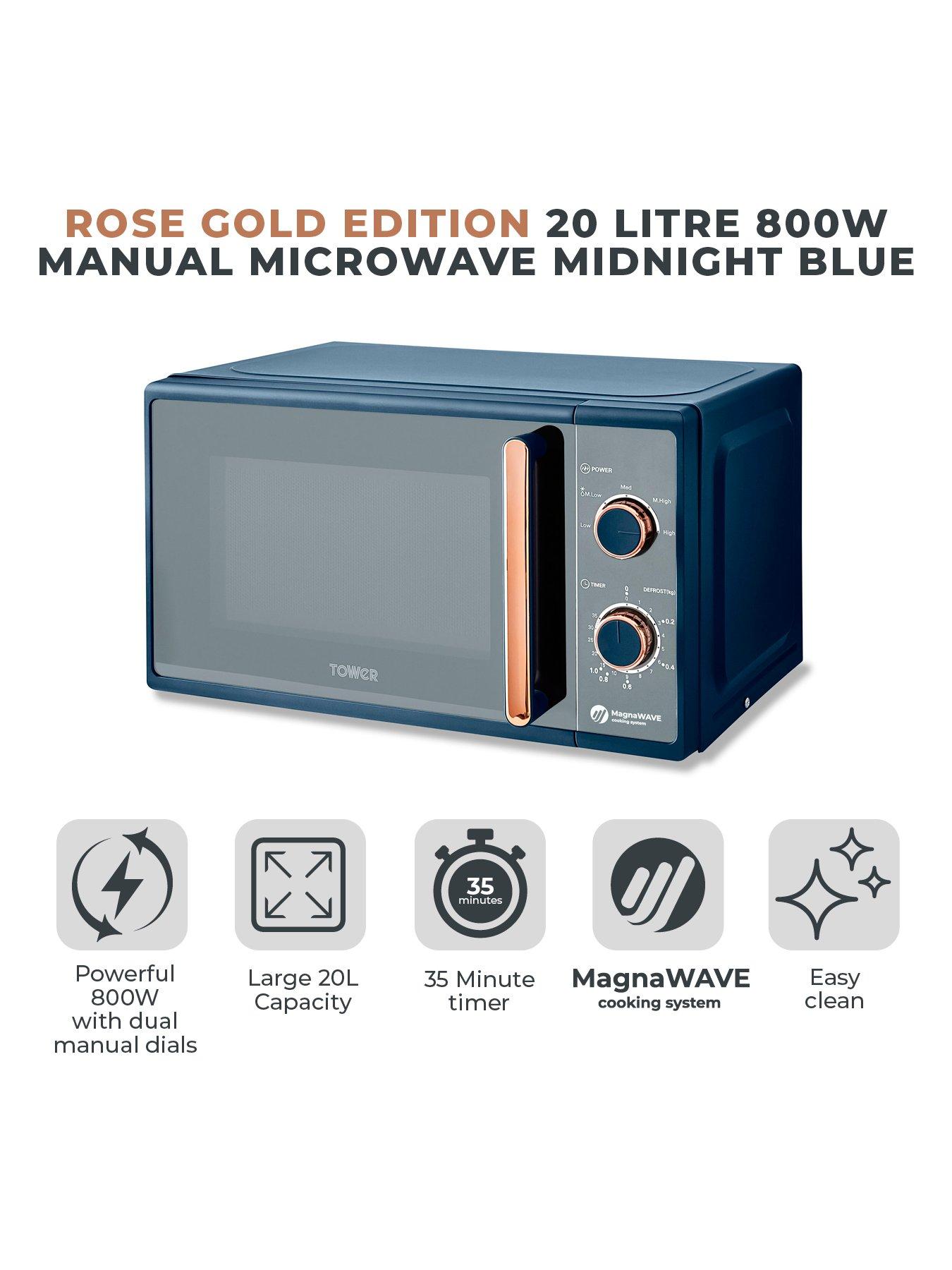 Image 2 of 6 of Tower T24038MNB Cavaletto 800W Manual Microwave - Midnight Blue &amp; Rose Gold