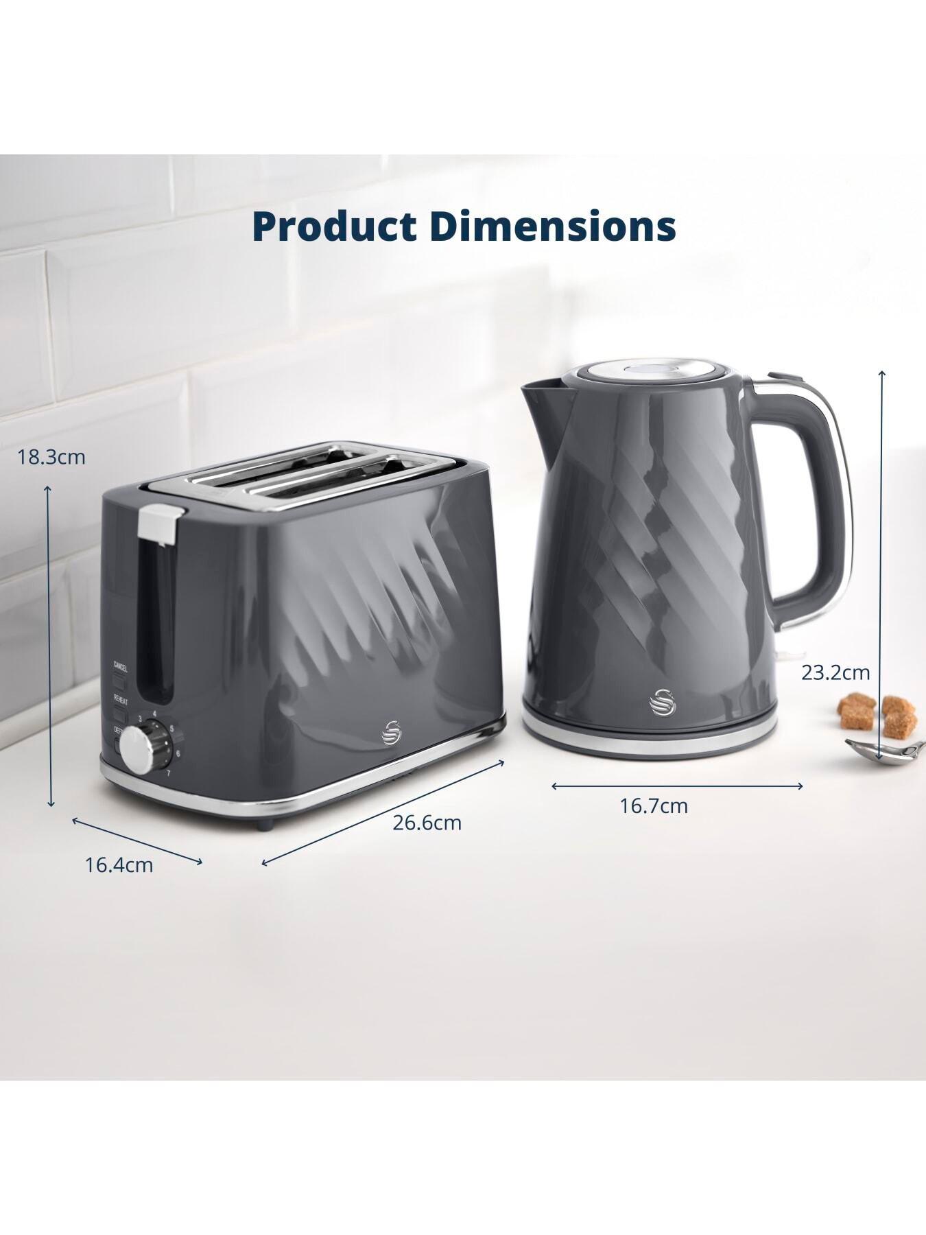 Image 6 of 7 of Swan Windsor Kitchen Set, 1.7L Fast Boil Kettle & 2 Slice Toaster - Grey