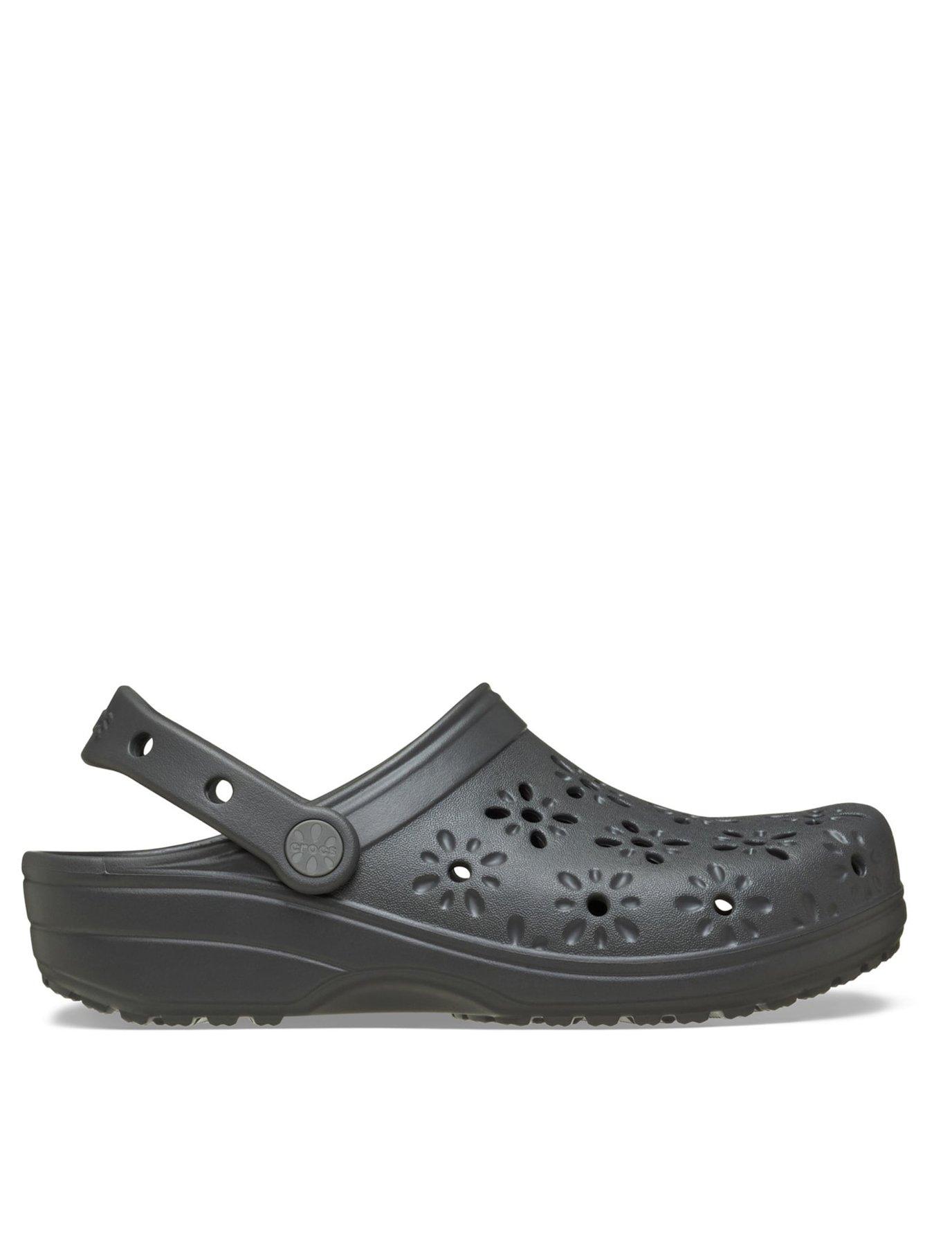Crocs Classic Floral Cut Out Clog - Black Sand