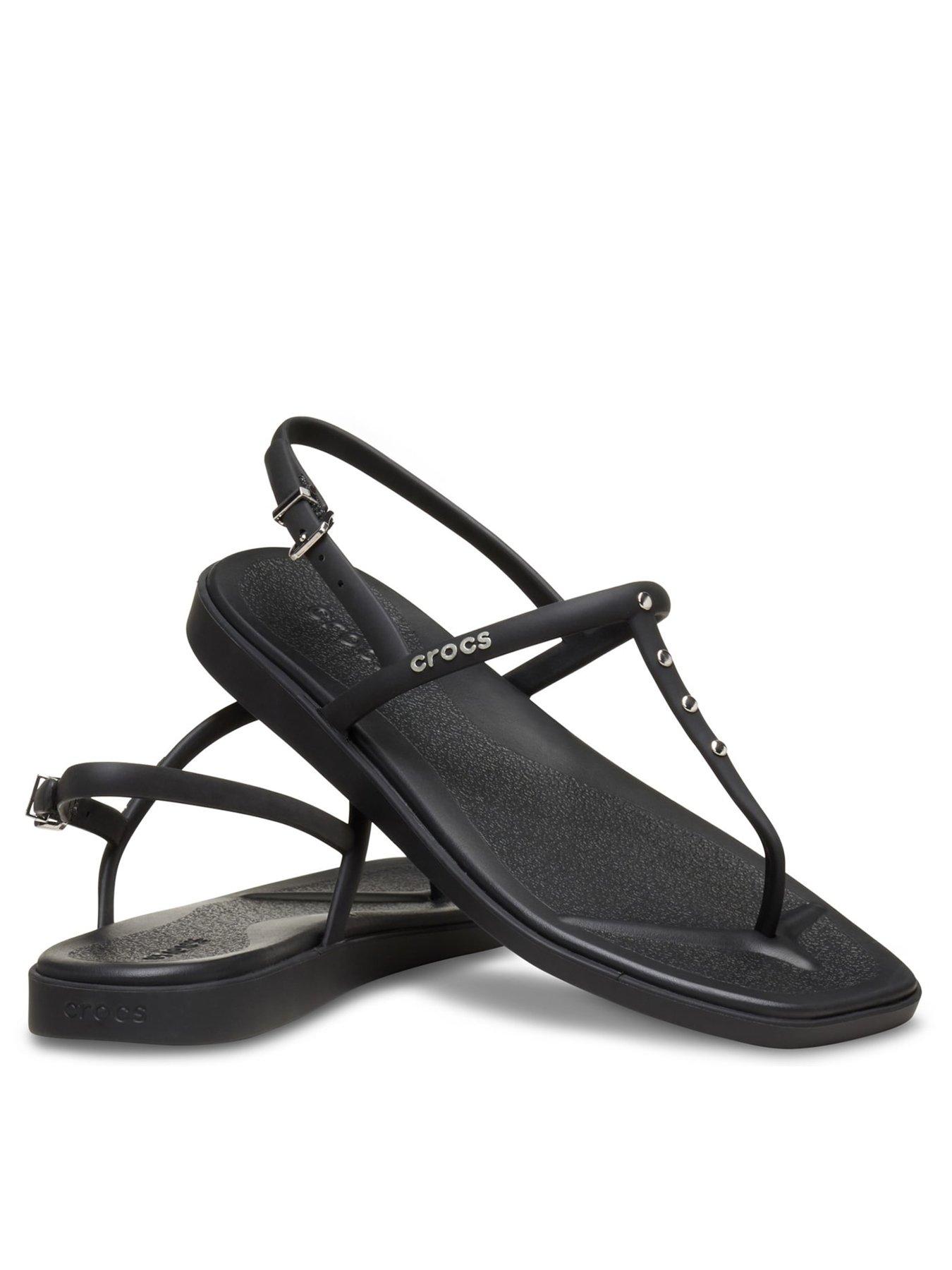 Crocs Miami Thong Flip Sandal Black Studded Very