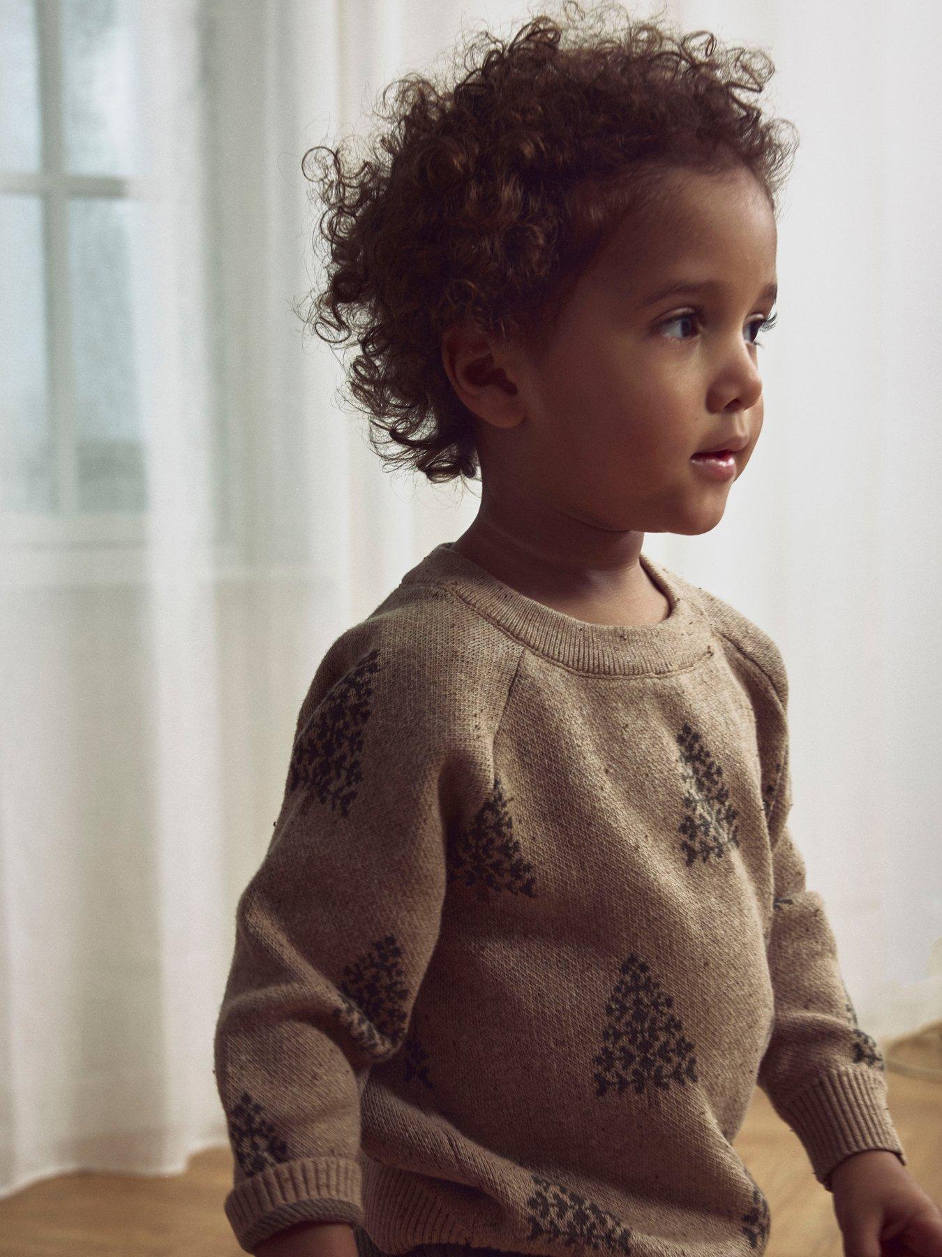 Lil Atelier Mini Boys Christmas Tree Jumper - Beige