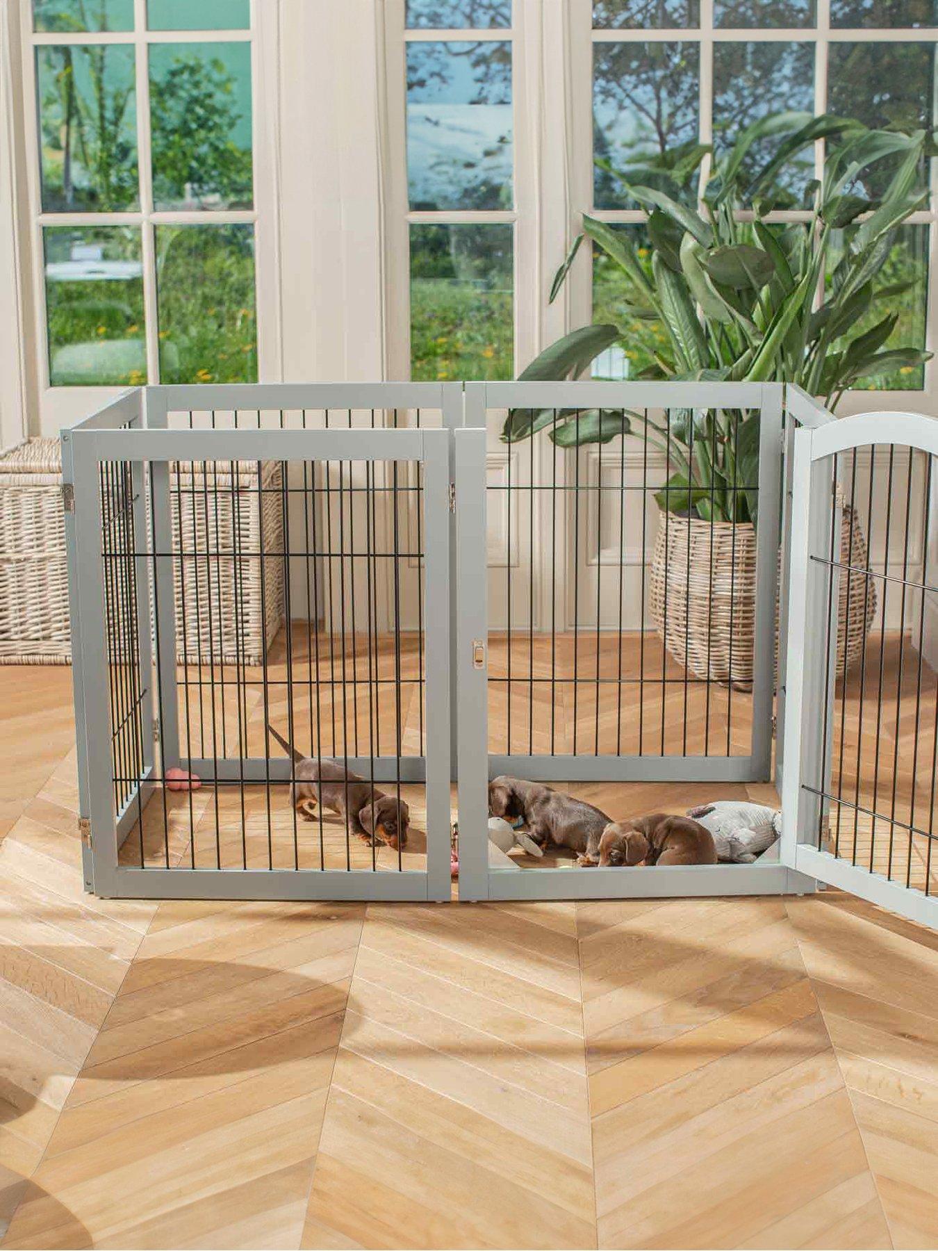 undefined Grey Wooden Puppy Play Pen