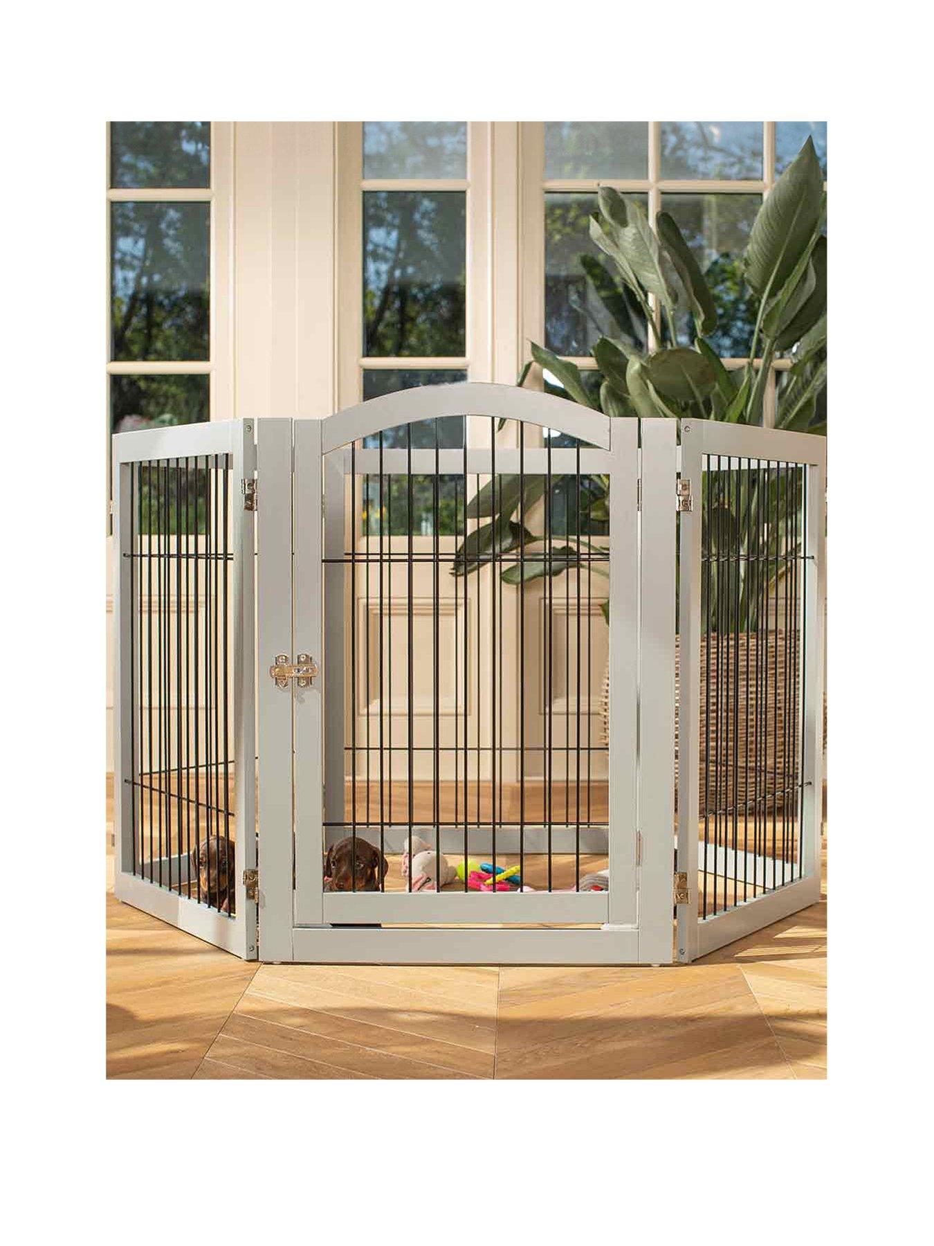 Image 2 of 3 of Lords and Labradors Grey Wooden Puppy Play Pen