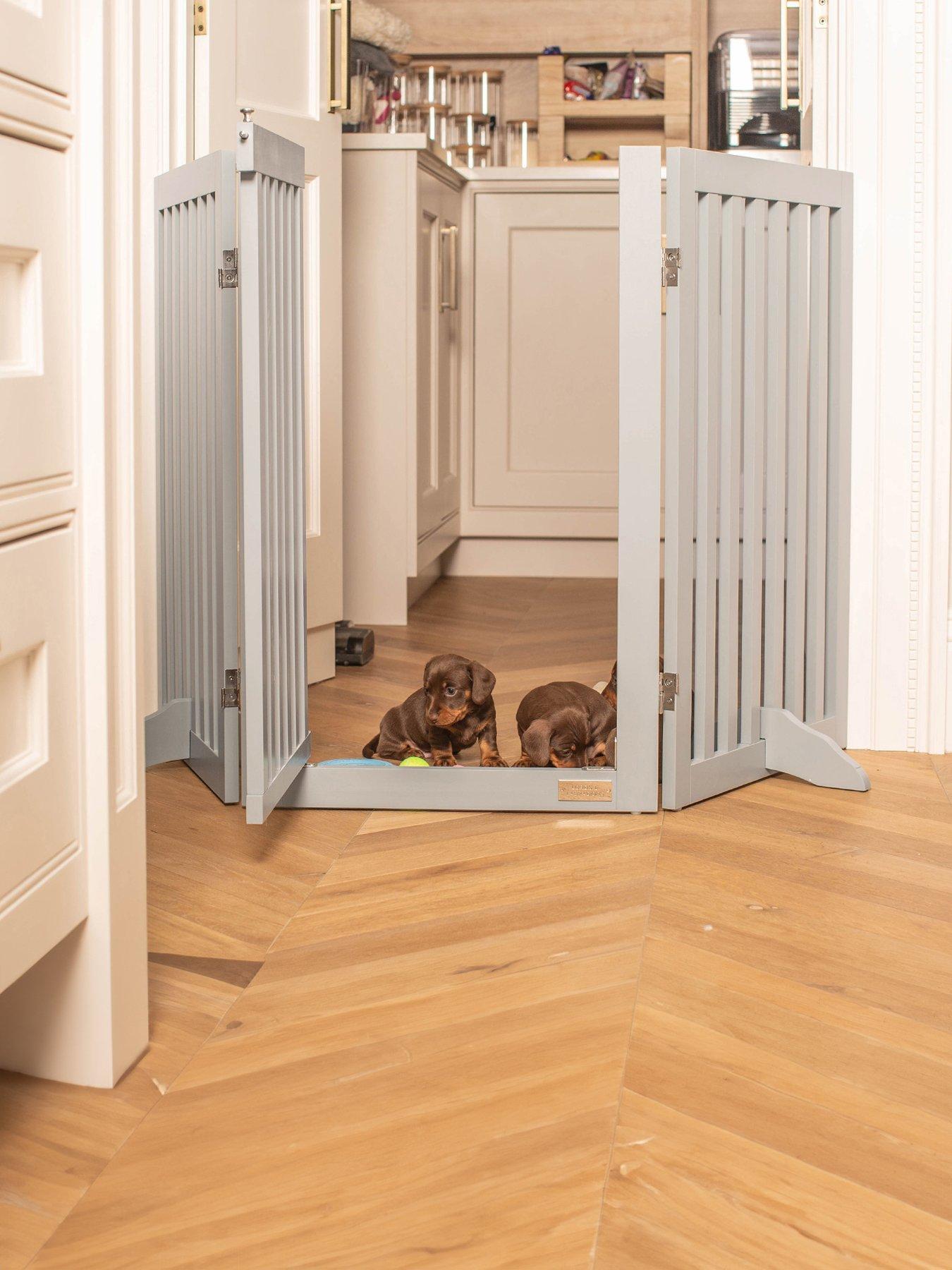Image 1 of 3 of Lords and Labradors Grey Wooden Dog Gate
