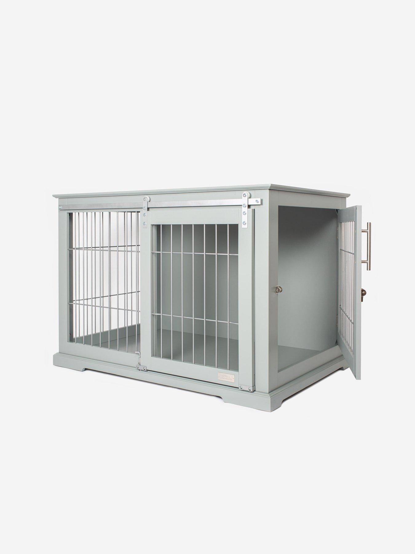 undefined Wooden Sliding Door Dog Crate Grey