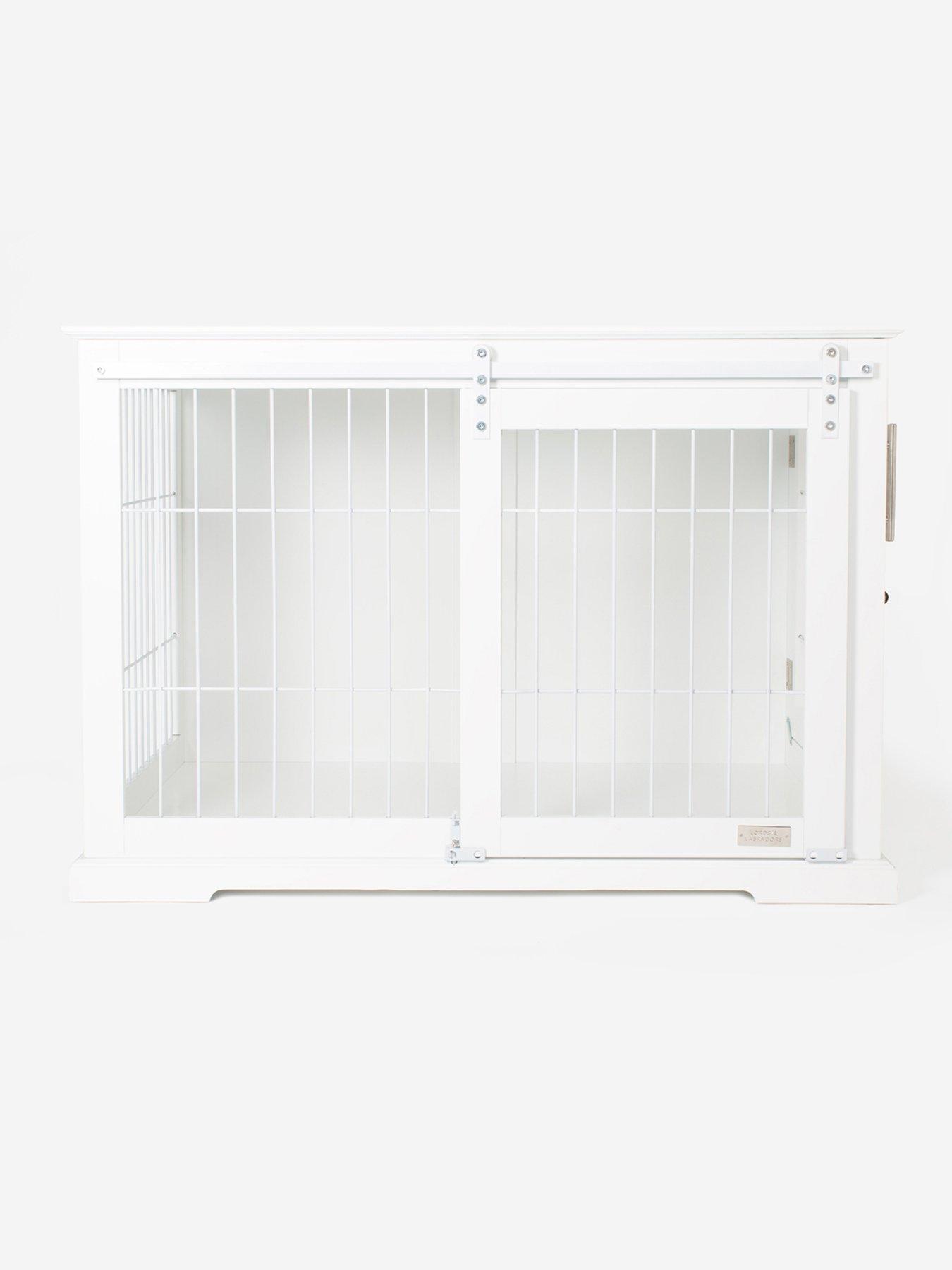 undefined Wooden Sliding Door Dog Crate White