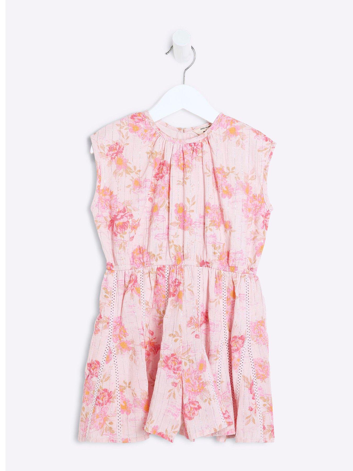 undefined Girls Floral Playsuit - Pink