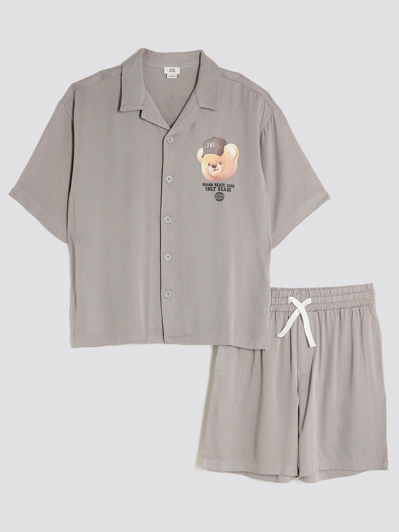 undefined Older Boys Bear Revere Shirt Set - Grey