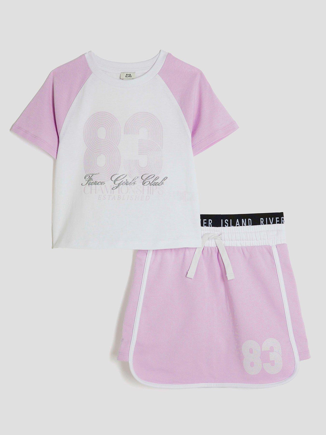 undefined Older Girls Top And Runner Skirt Set - Purple