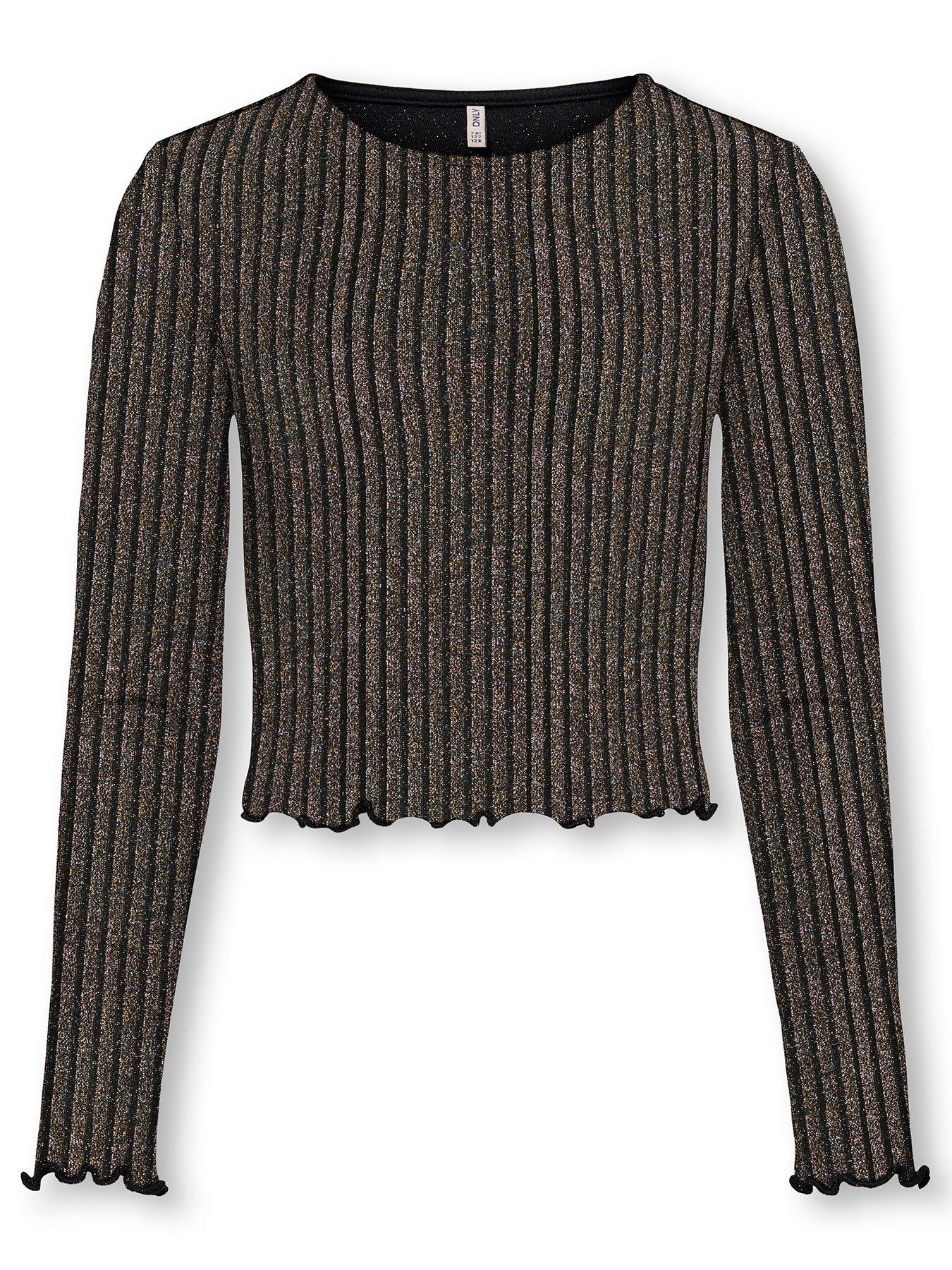 Only Kids Girls Glitter Long Sleeve Top - Black