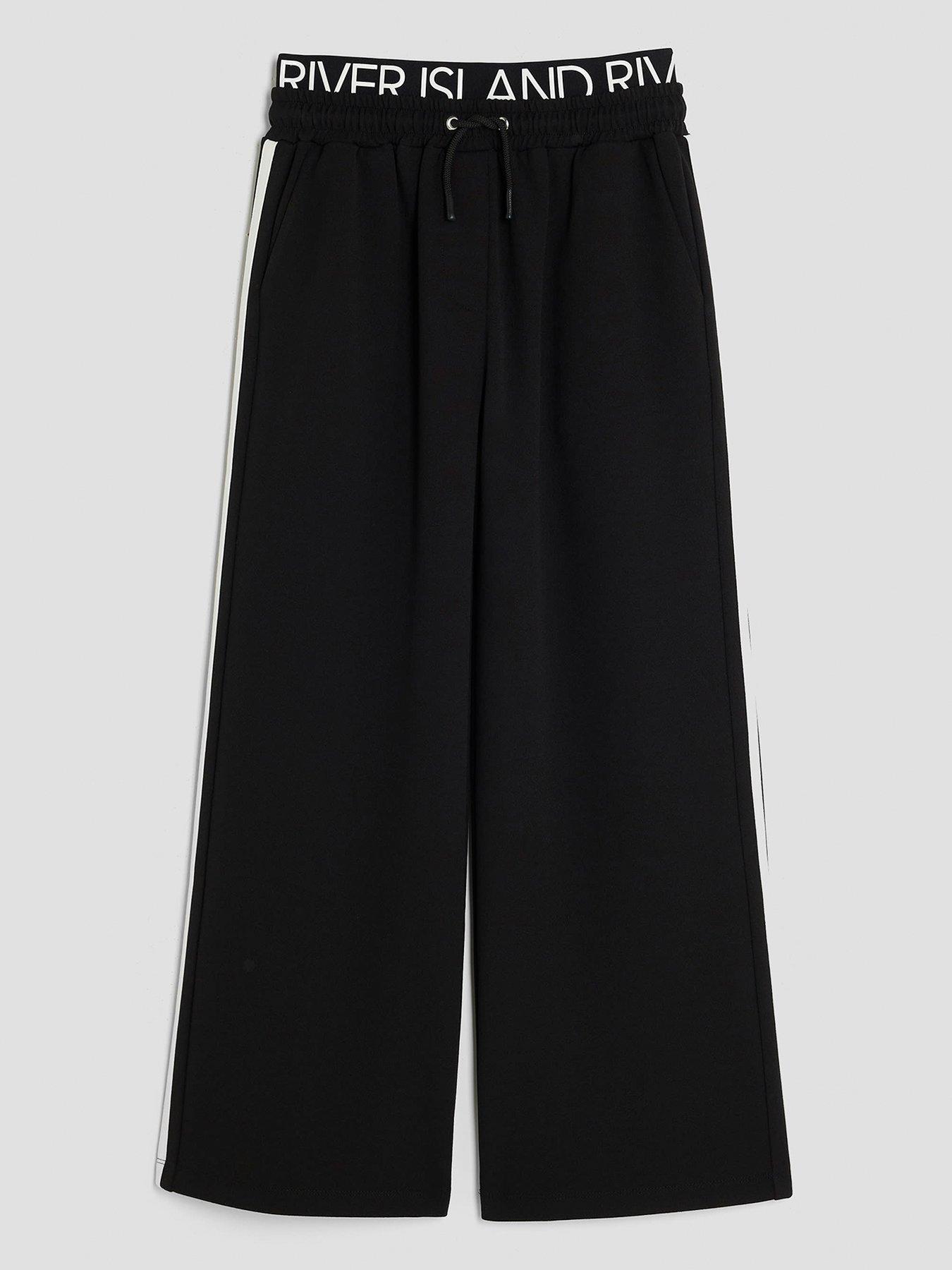 undefined Older Girls Waistband Wide Leg Trousers - Black