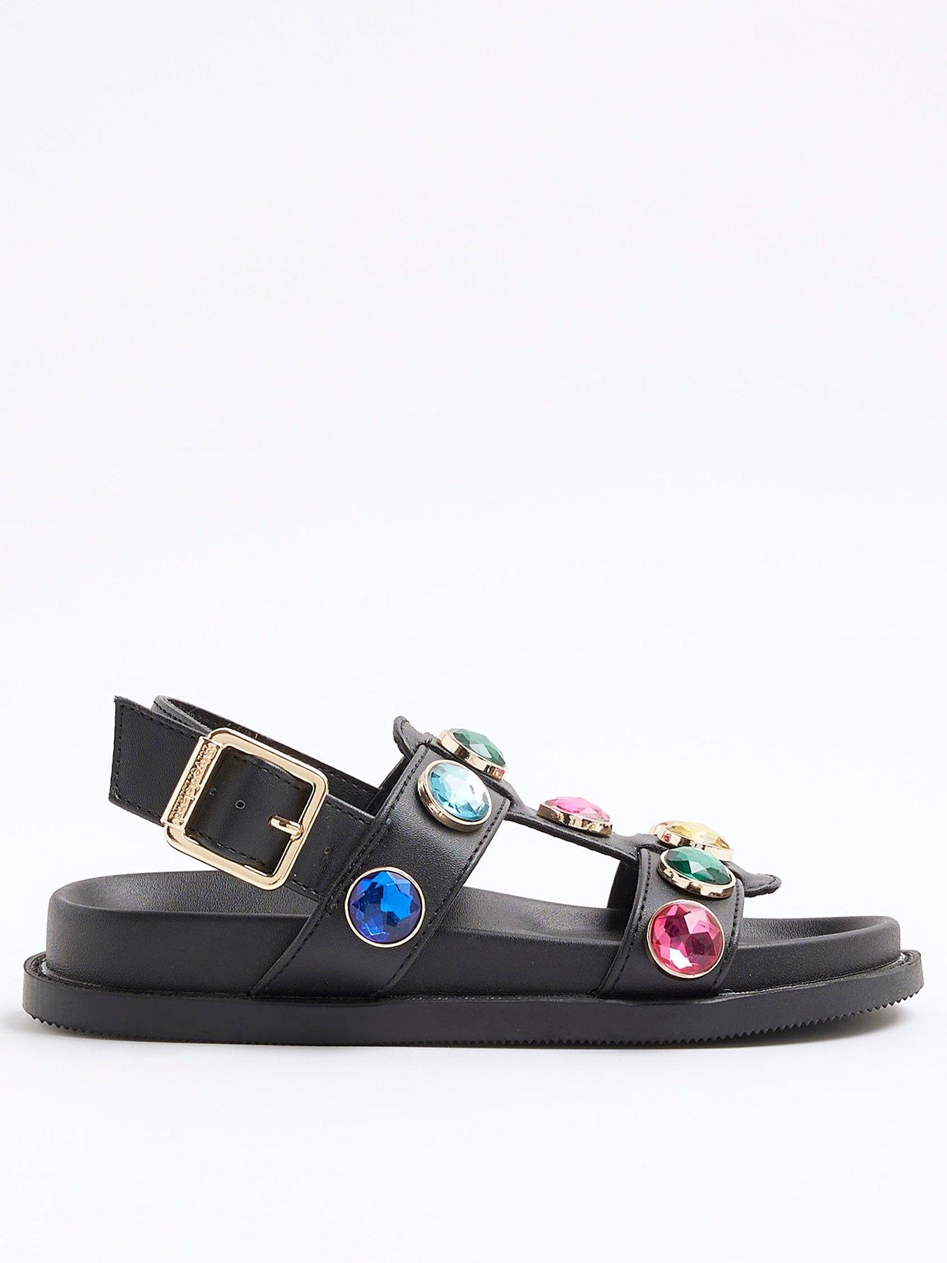 undefined Older Girls Gem Sandals - Black