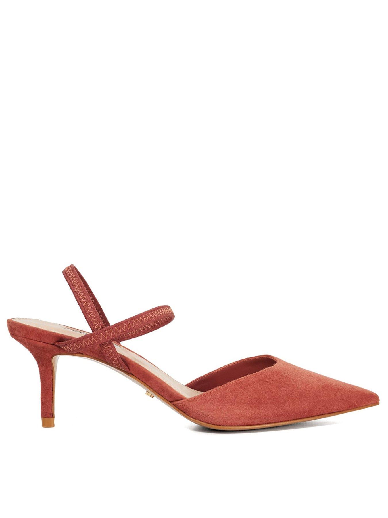 undefined Classical Stiletto Heeled Suede Courts - Coral