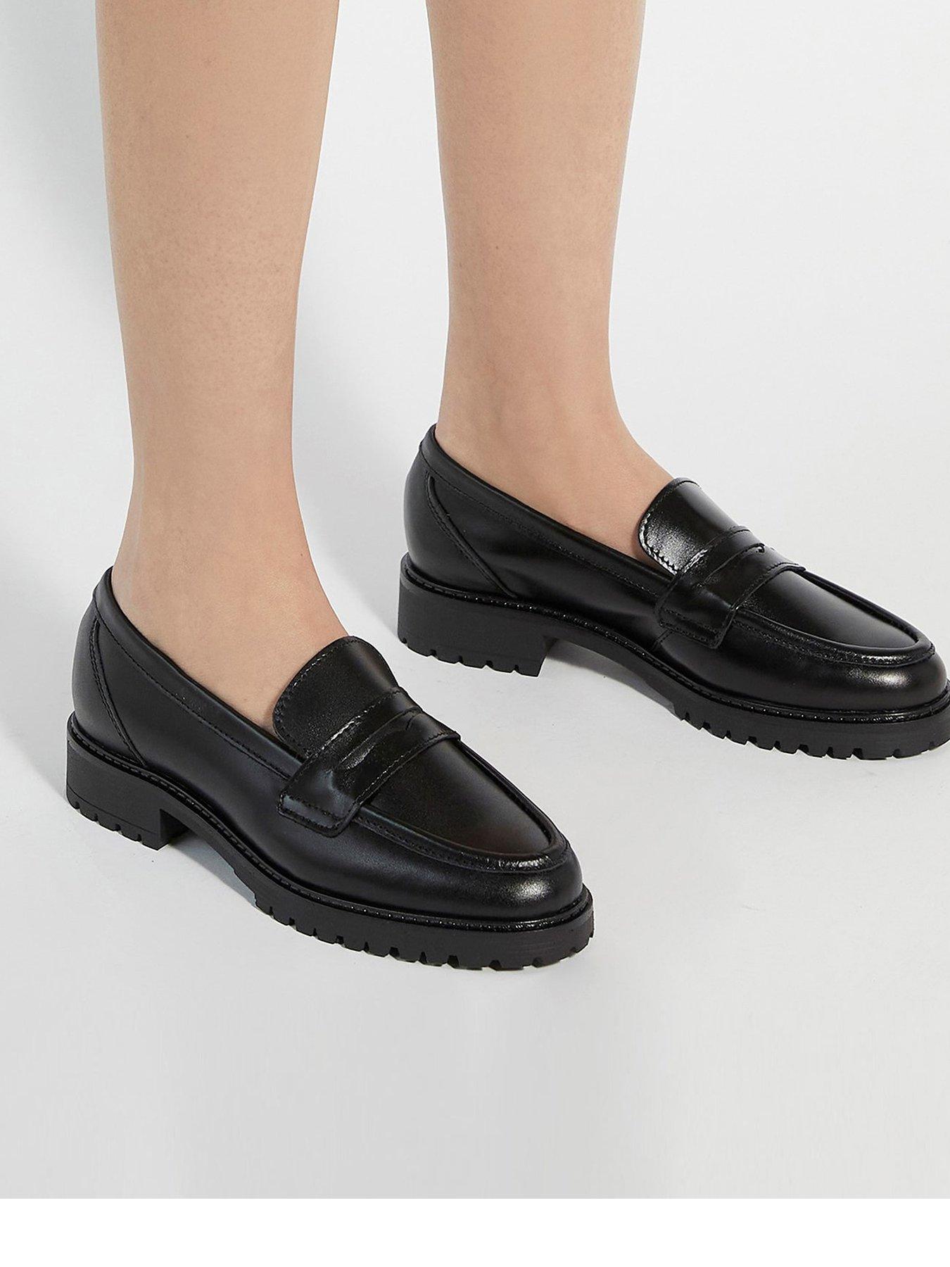 Image 2 of 6 of Dune London Gild Chunky Leather Loafers - Black
