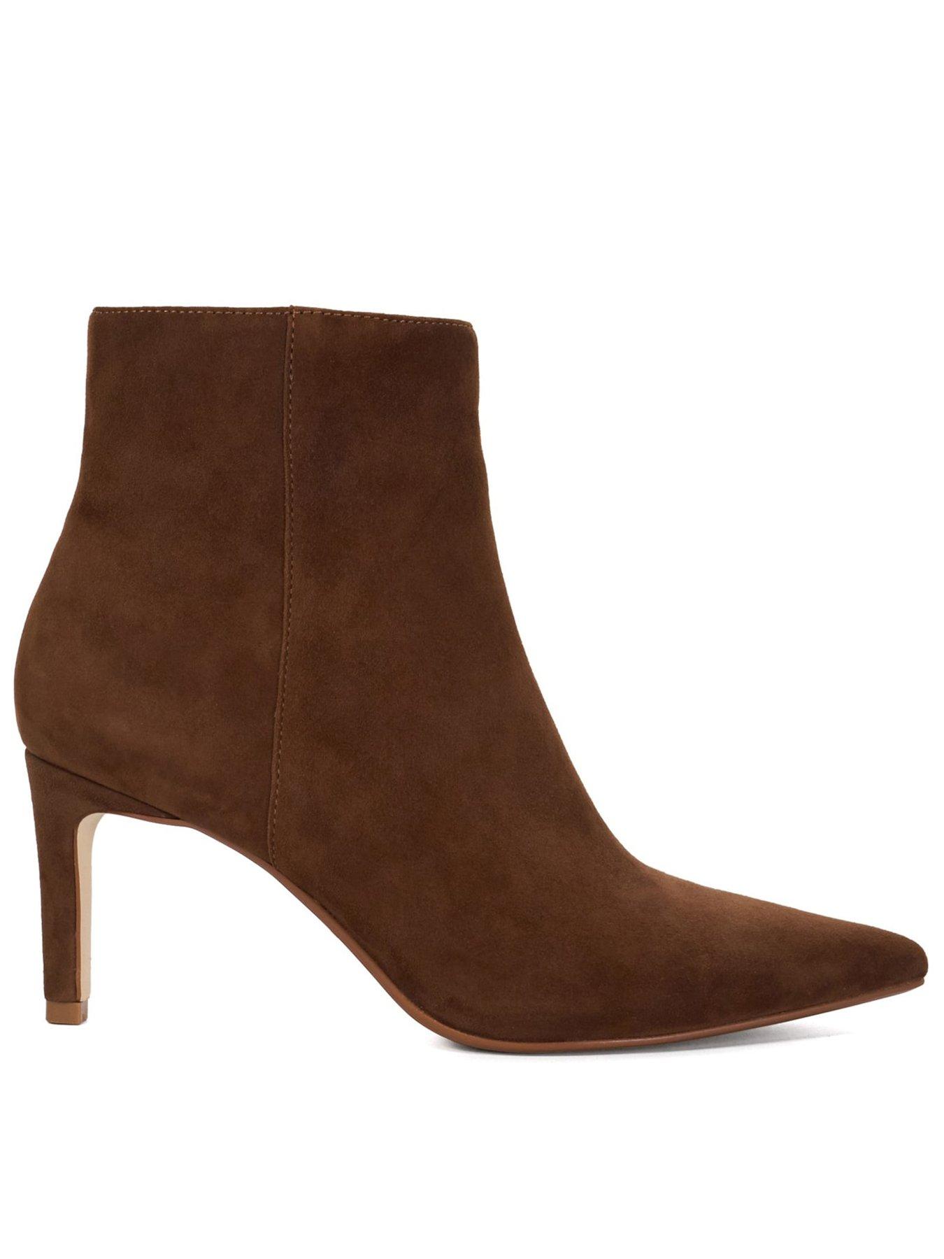 undefined Obsessively Suede Point Heel Boot - Dark Tan
