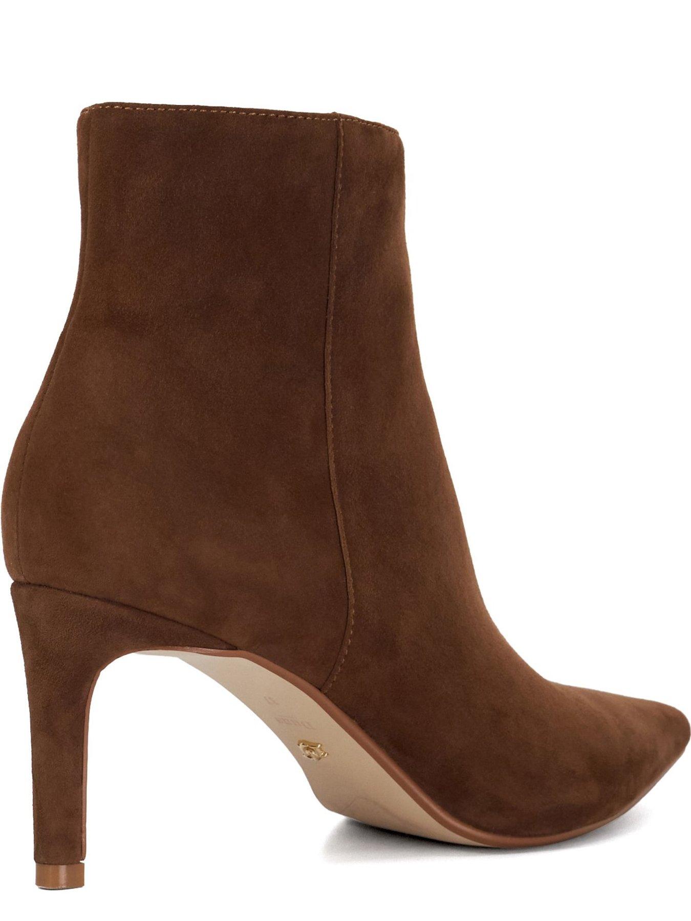 Image 4 of 6 of Dune London Obsessively Suede Point Heel Boot - Dark Tan