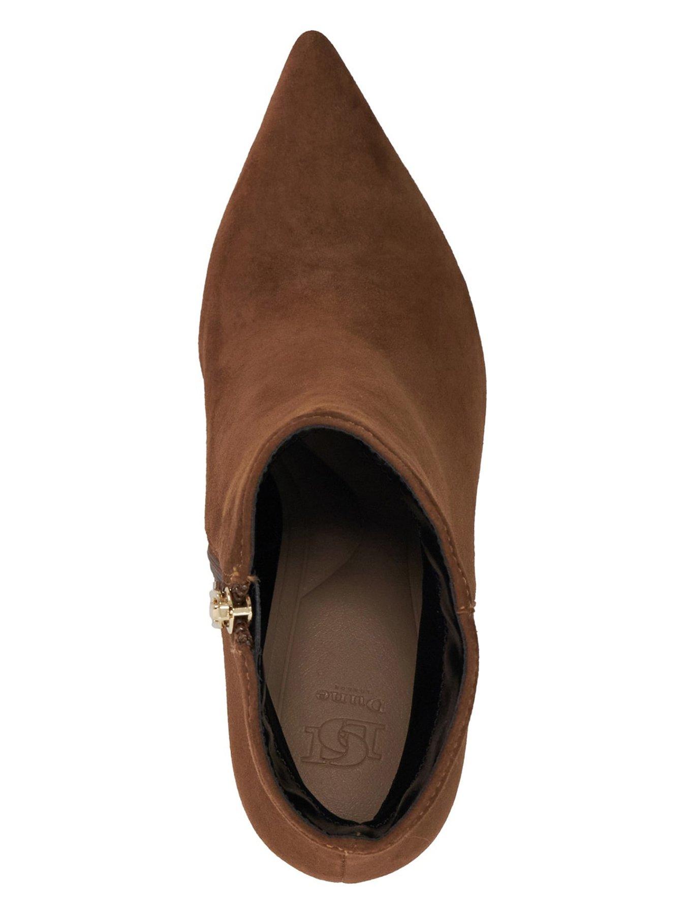 Image 5 of 6 of Dune London Obsessively Suede Point Heel Boot - Dark Tan