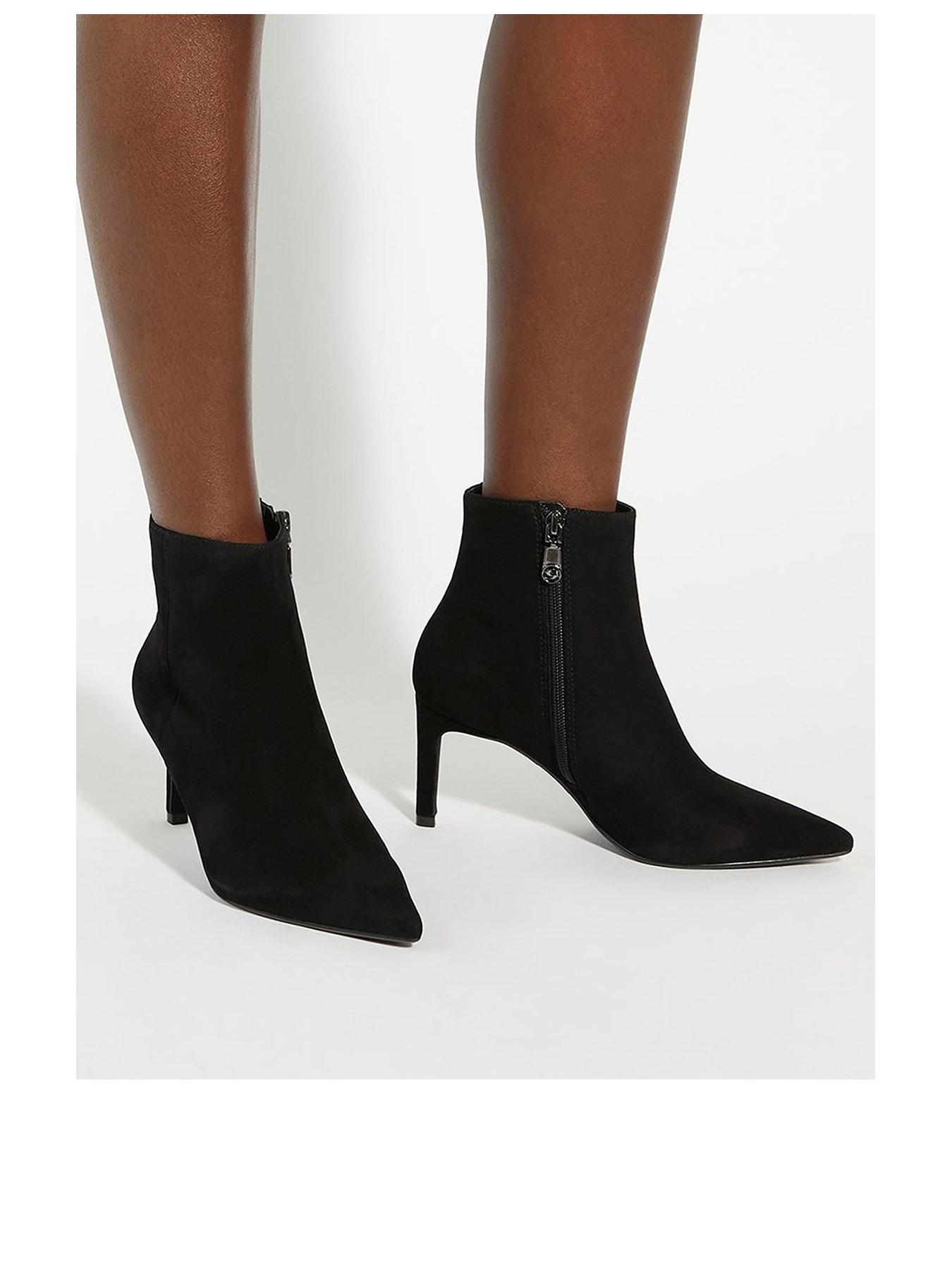 Image 2 of 6 of Dune London Obsessively Suede Point Heel Boot - Black