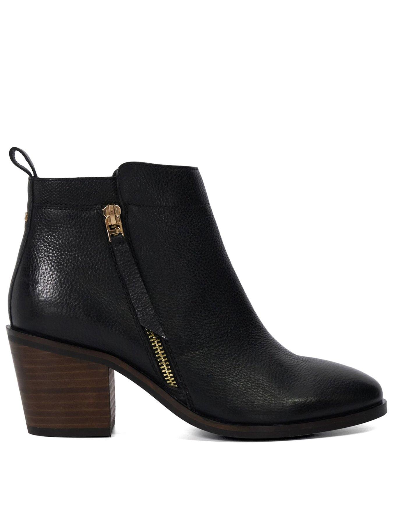 undefined Paicing Leather Side Zip Ankle Boots - Black
