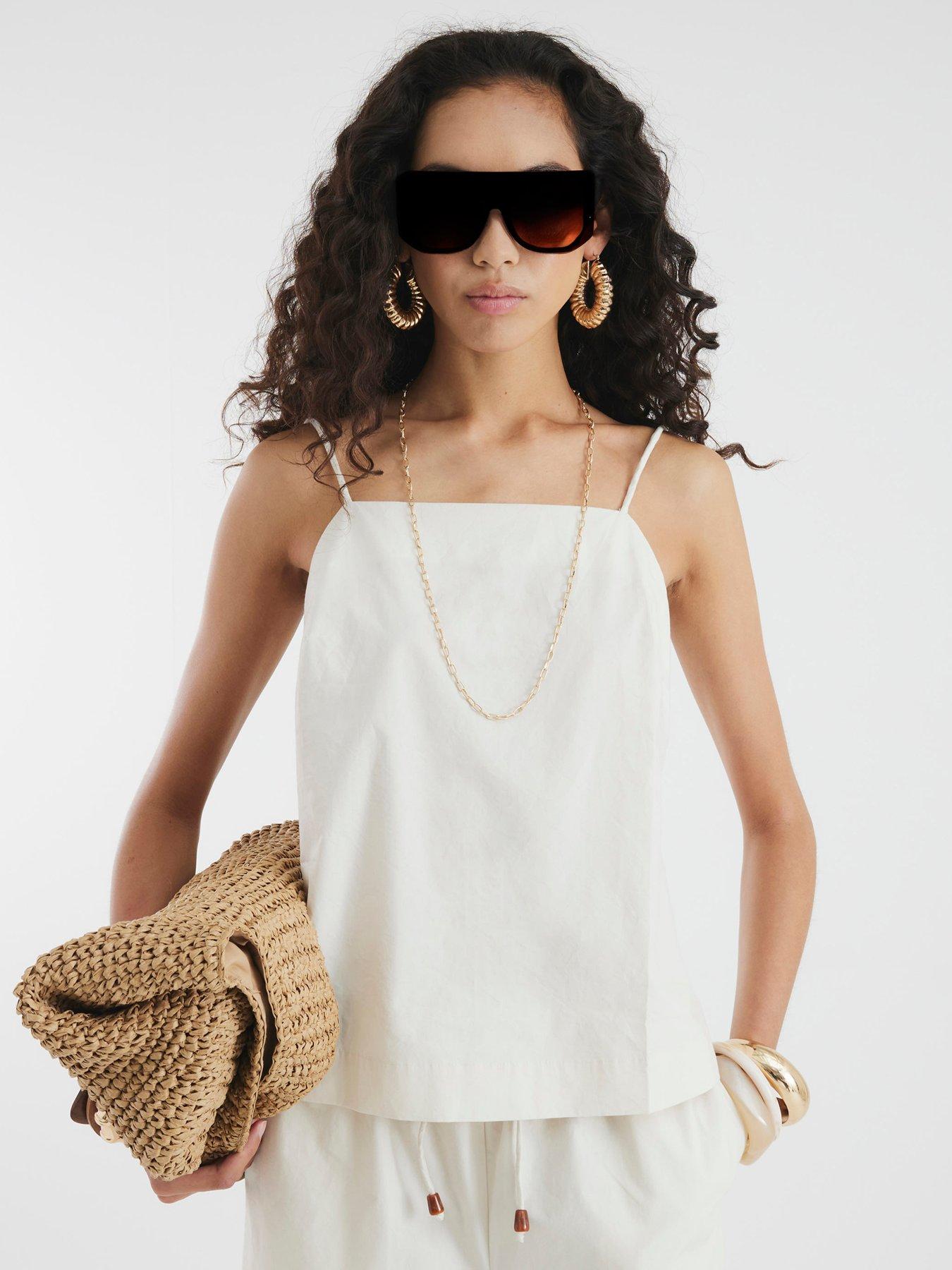 undefined Poplin Tunic Top - Beige
