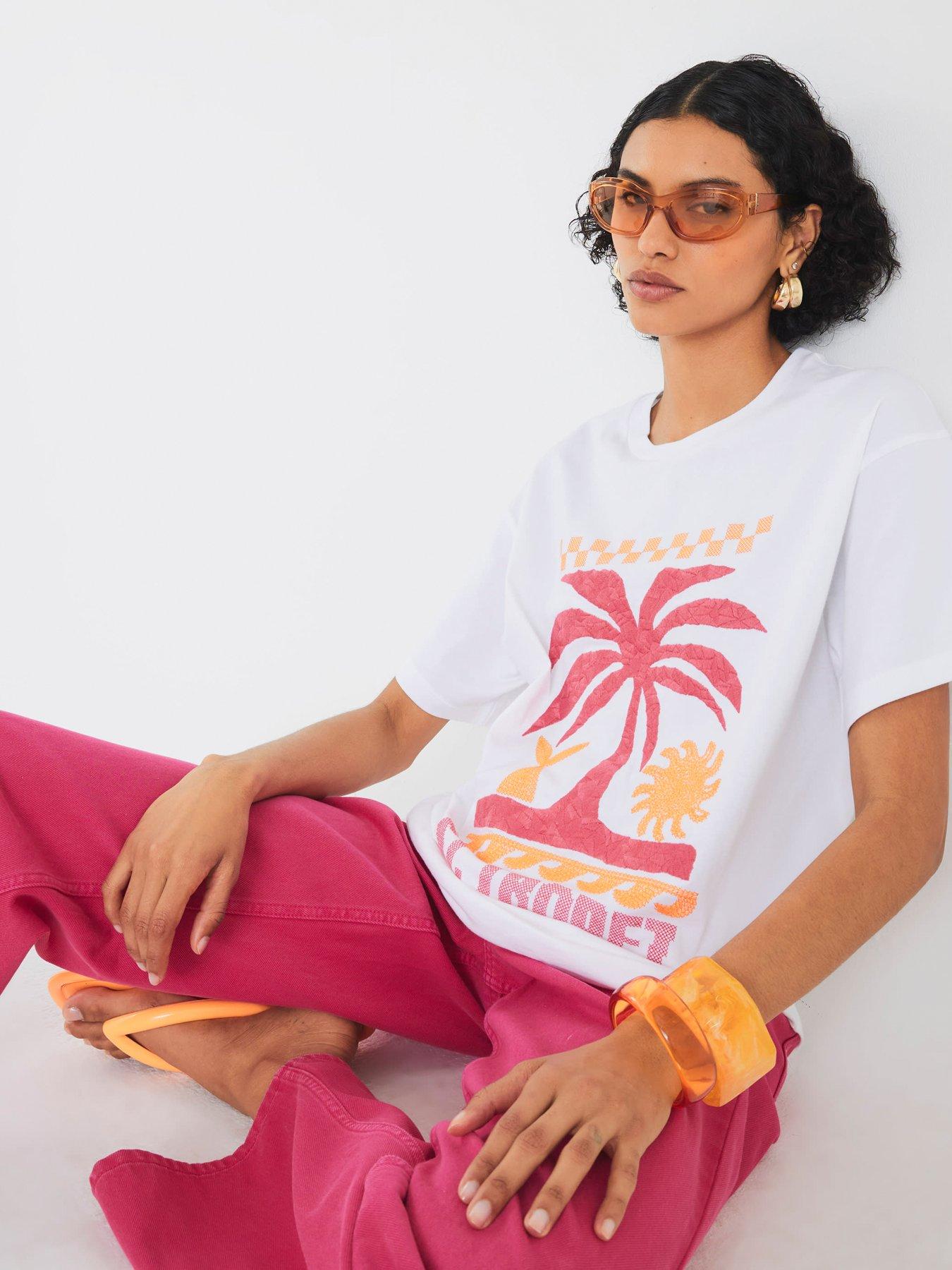 undefined Short Sleeve St Tropez Embroidery T-Shirt - White