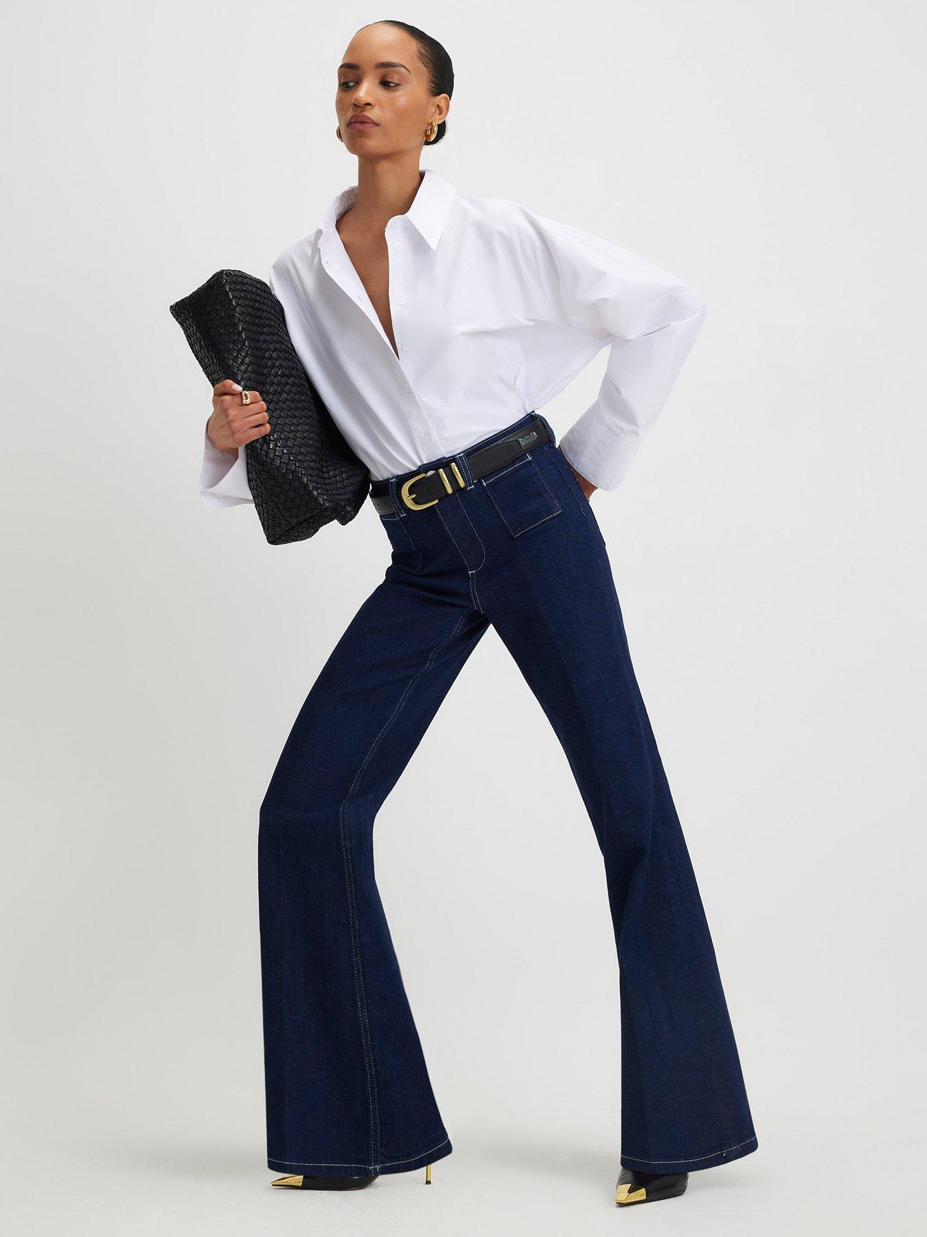 River Island Relaxed Flare Beau Jeans - Blue